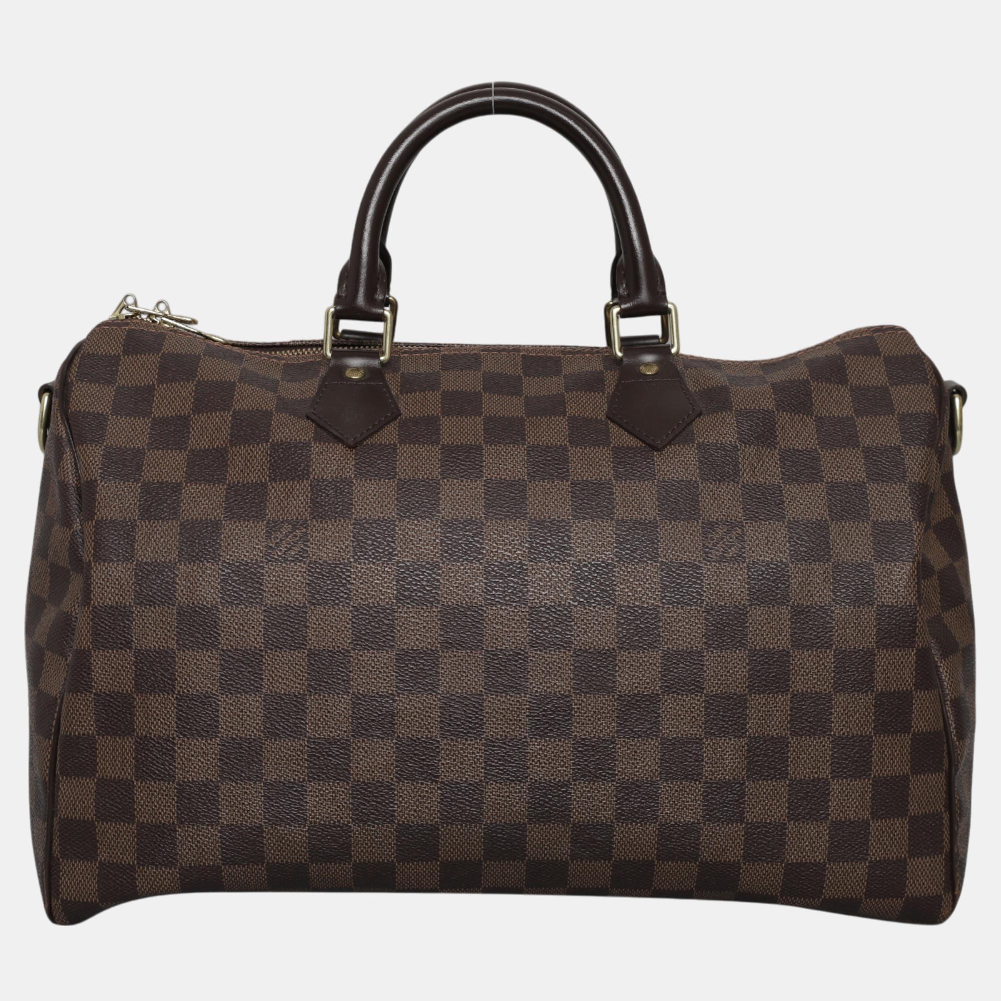 

Louis Vuitton Damier Ebene Speedy Bandou 35 Bag, Brown