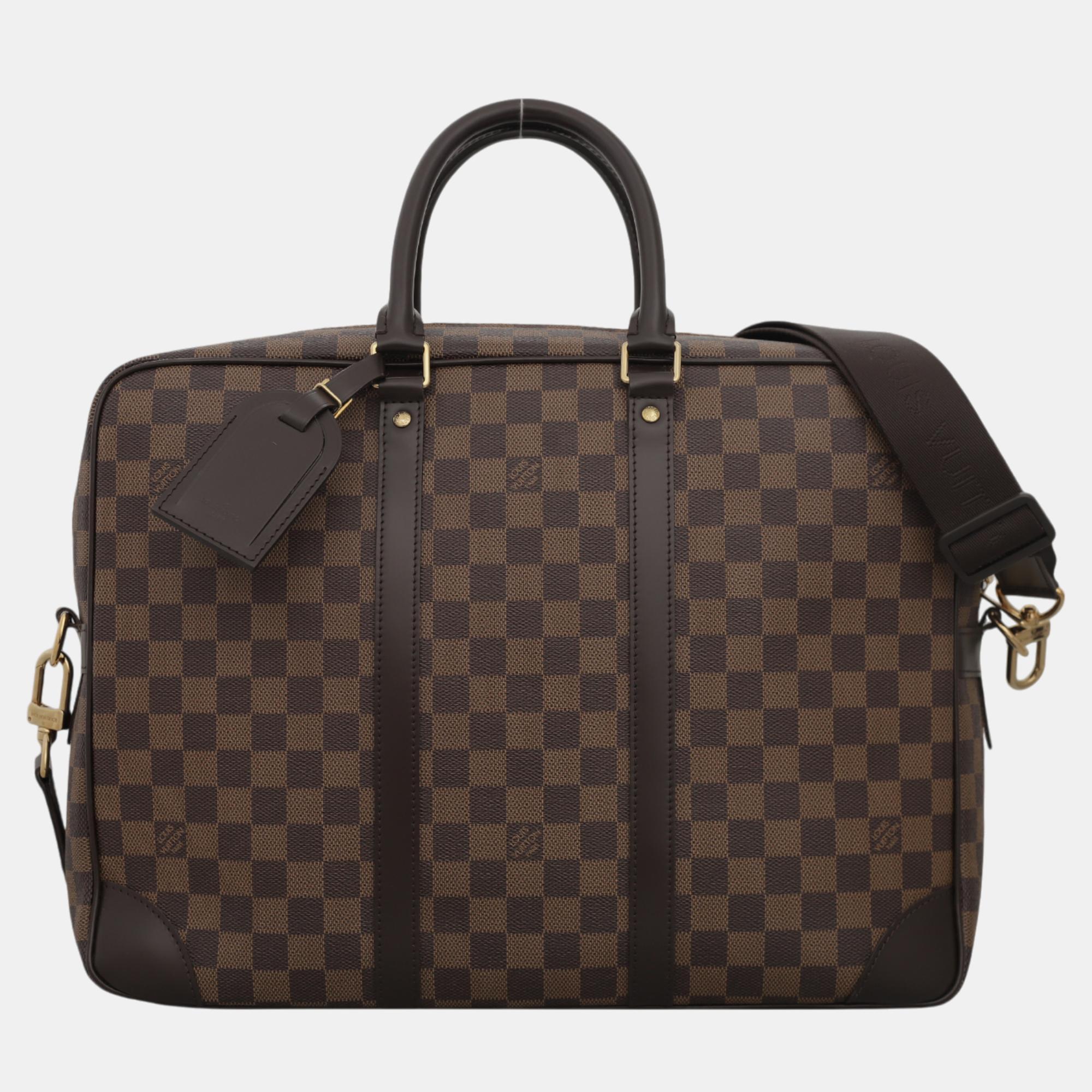 Pre-owned Louis Vuitton Damier Ebene Briefcase In Brown