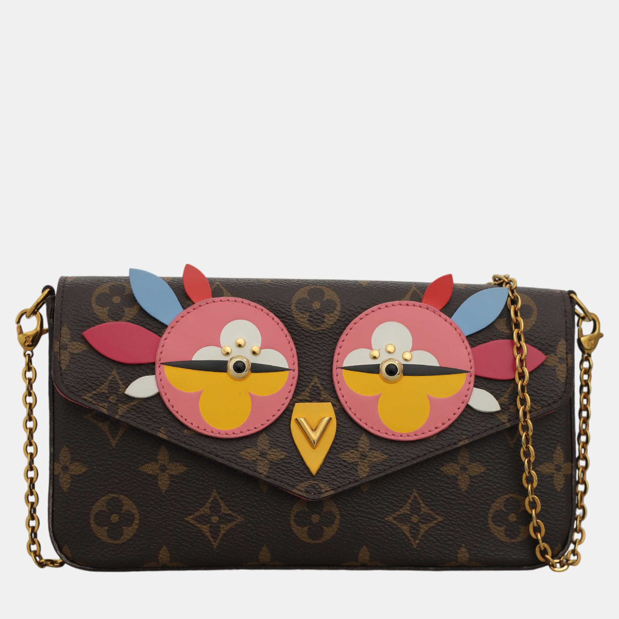 

Louis Vuitton Brown Monogram Canvas Lovely Birds Pochette Felicie Bag