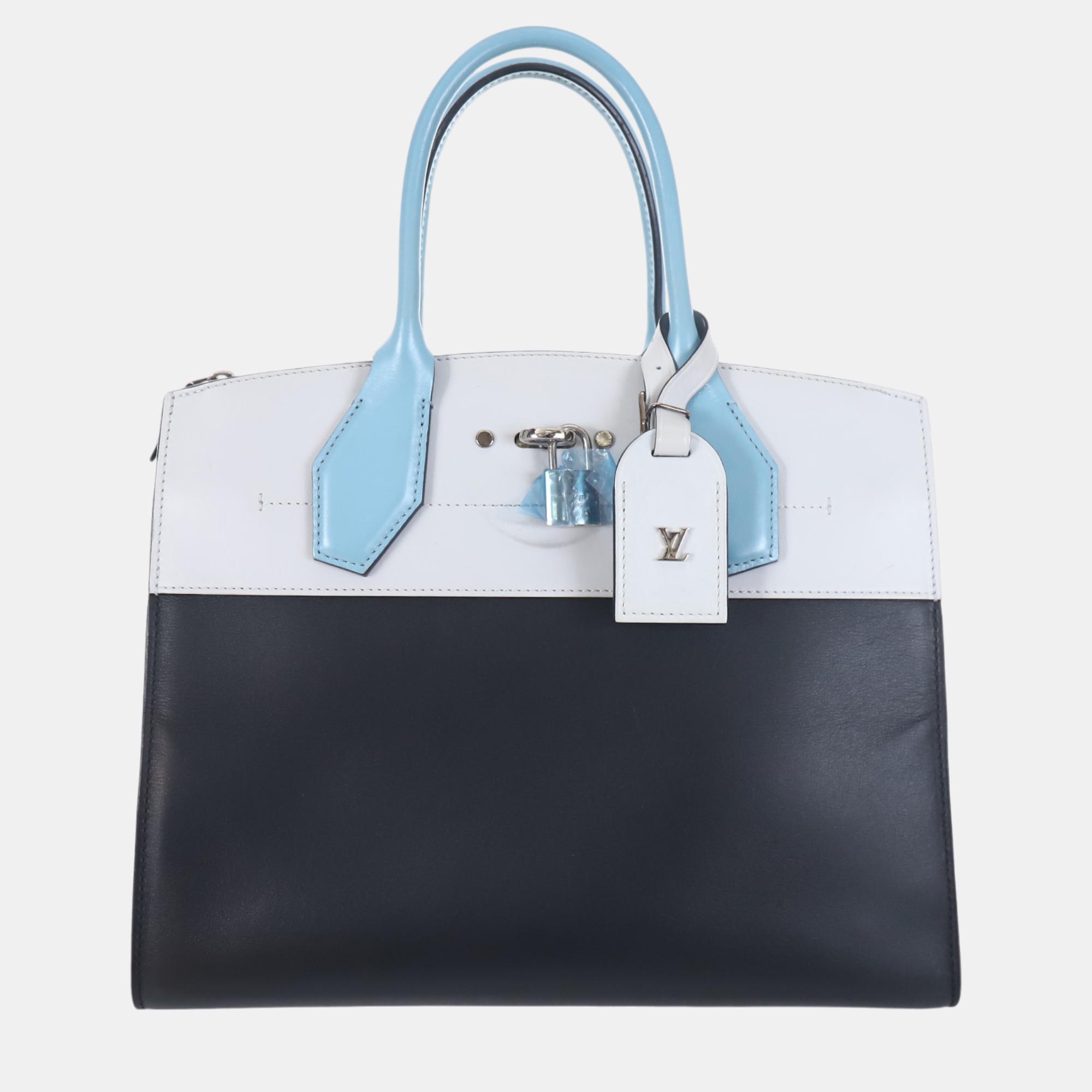 

Louis Vuitton Two-Tone Leather City Steamer MM Shoulder Bag, Blue