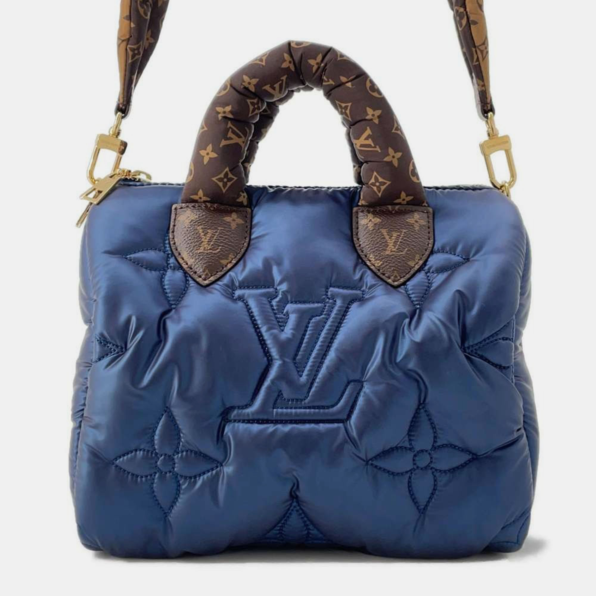 

Louis Vuitton Navy Recycled Metallic Nylon Speedy Bandouliere Size, Navy blue