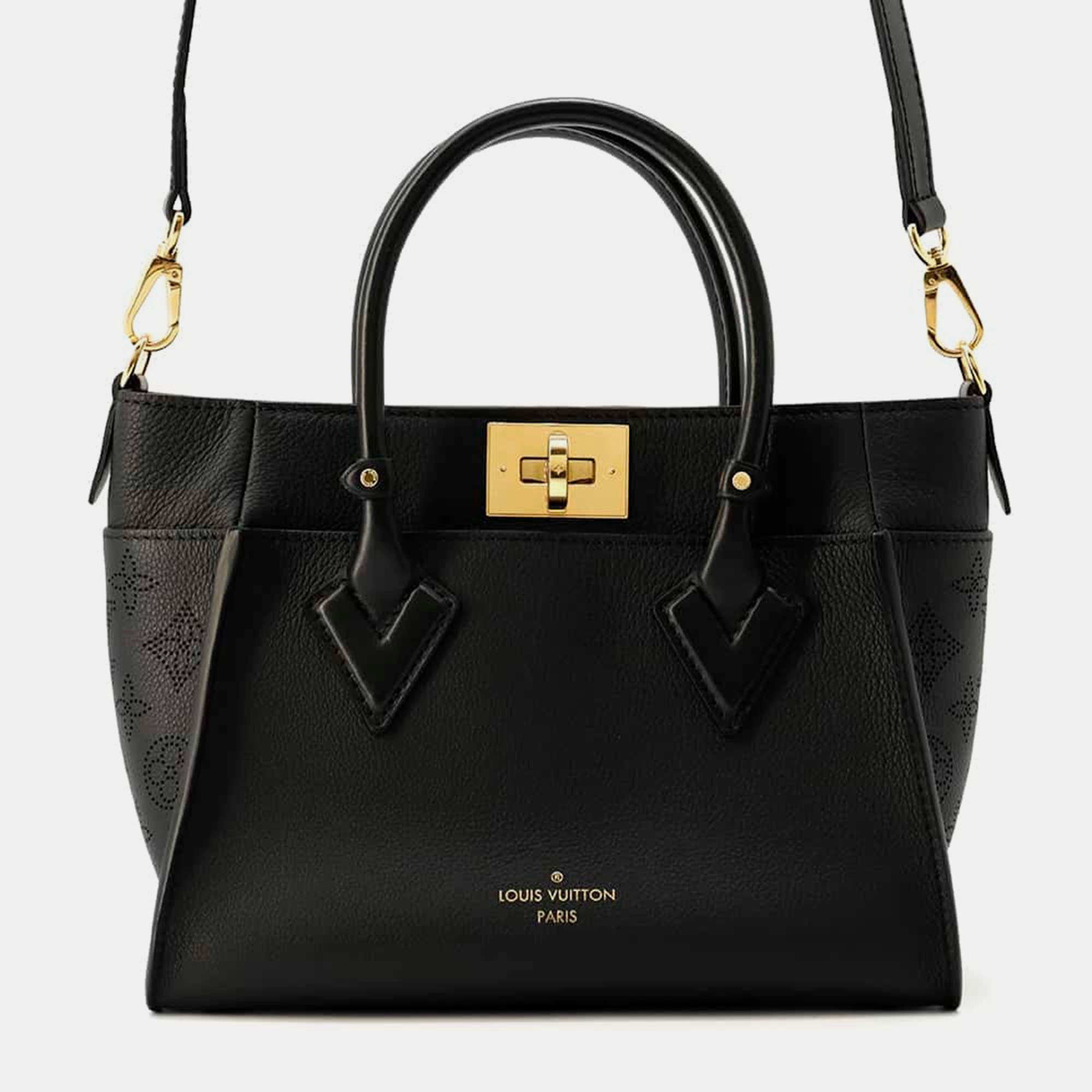 

Louis Vuitton Noir Calf Leather Monogram Mahina On My Side bag Size PM, Black