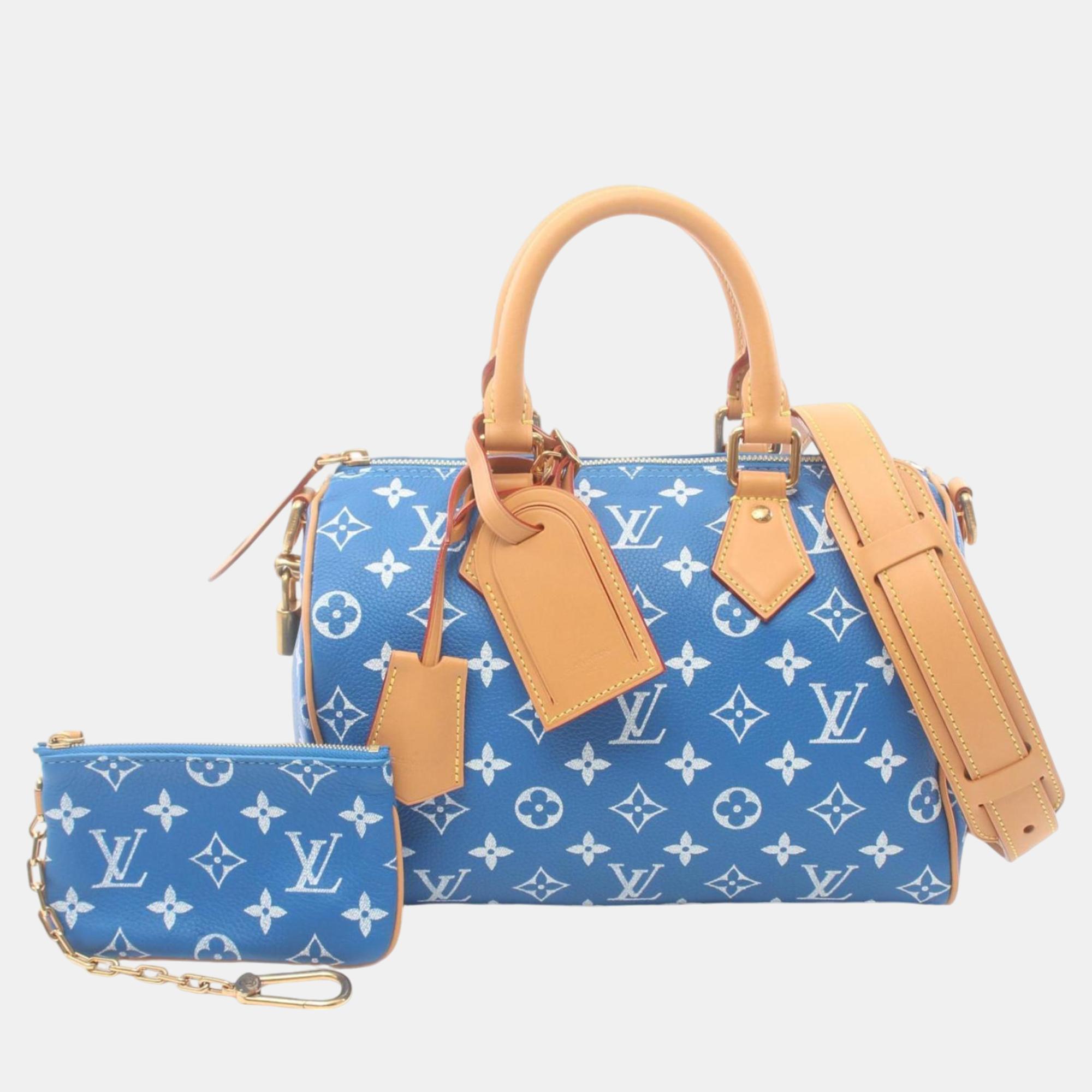 

Louis Vuitton Blue Leather Speedy Bandouliere 25 Boston Bag