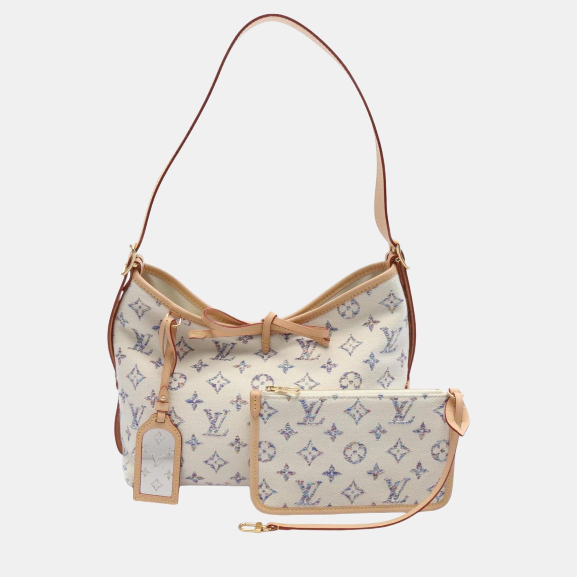 

Louis Vuitton Leather White Multicolor Carryall Nm pm Monogram Jacquard Shoulder Bag