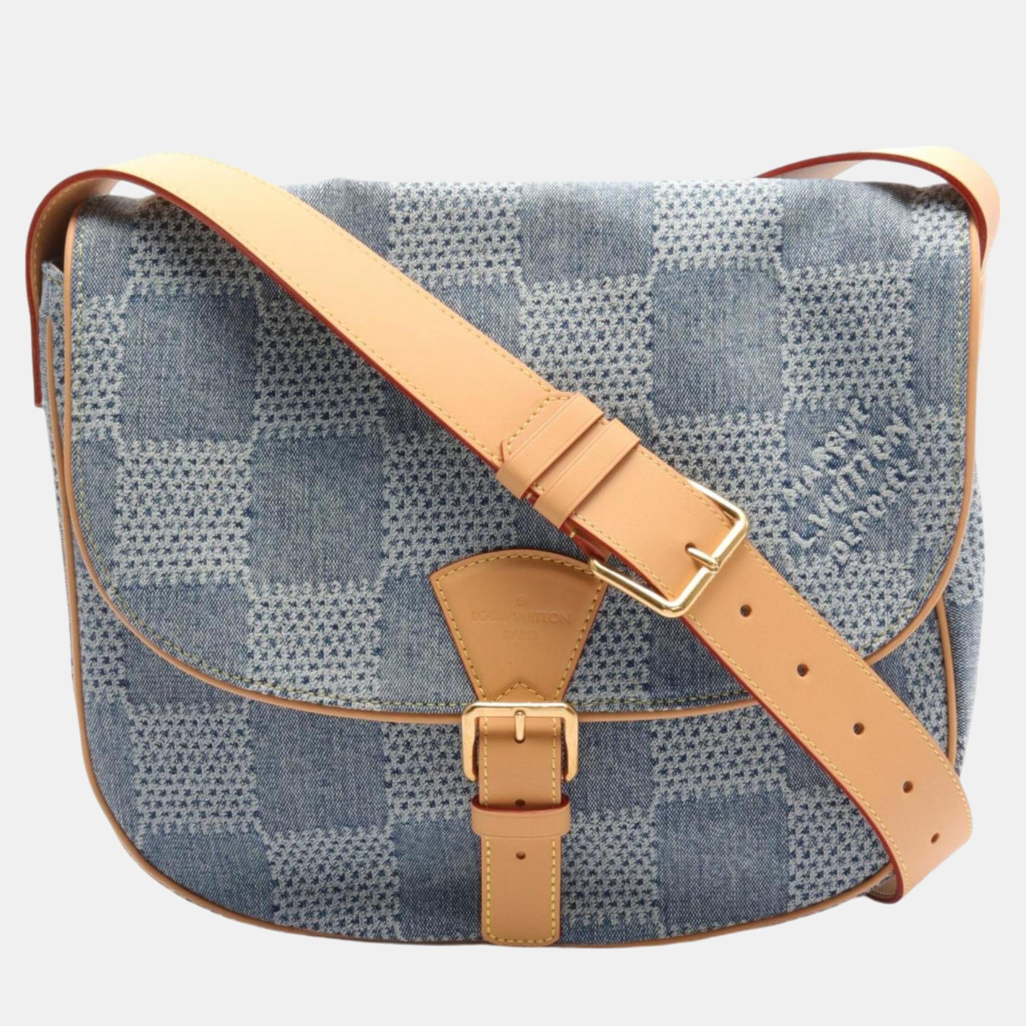 

Louis Vuitton Leather Blue Brown Montsouris Mm Damier Denim Shoulder Bag