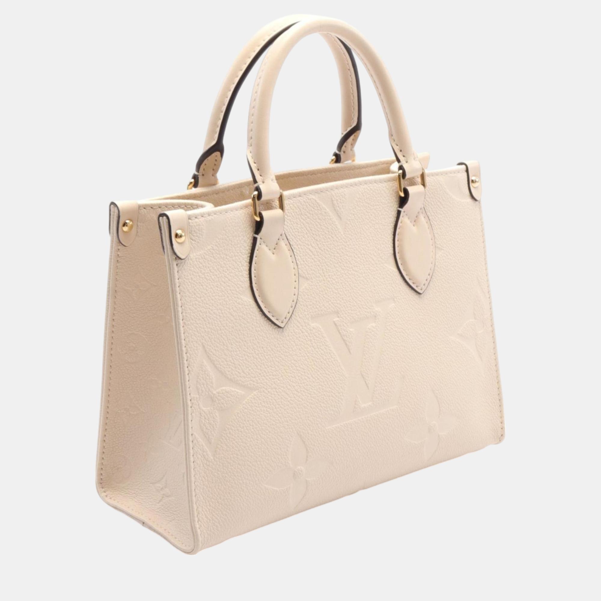 Louis Vuitton Leather Monogram Empreinte Ivory On The Go Pm Handbag 