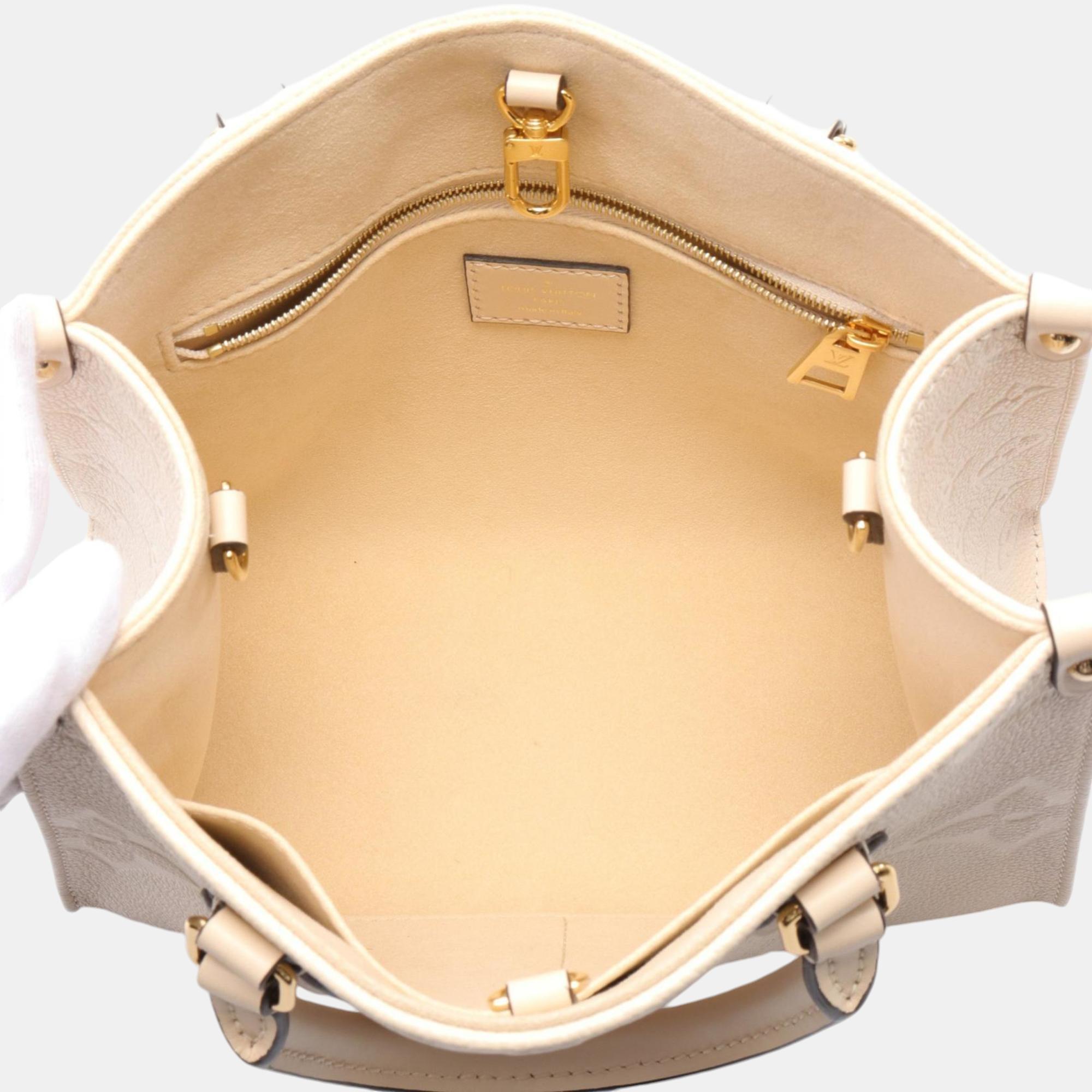 Louis Vuitton Leather Monogram Empreinte Ivory On The Go Pm Handbag 