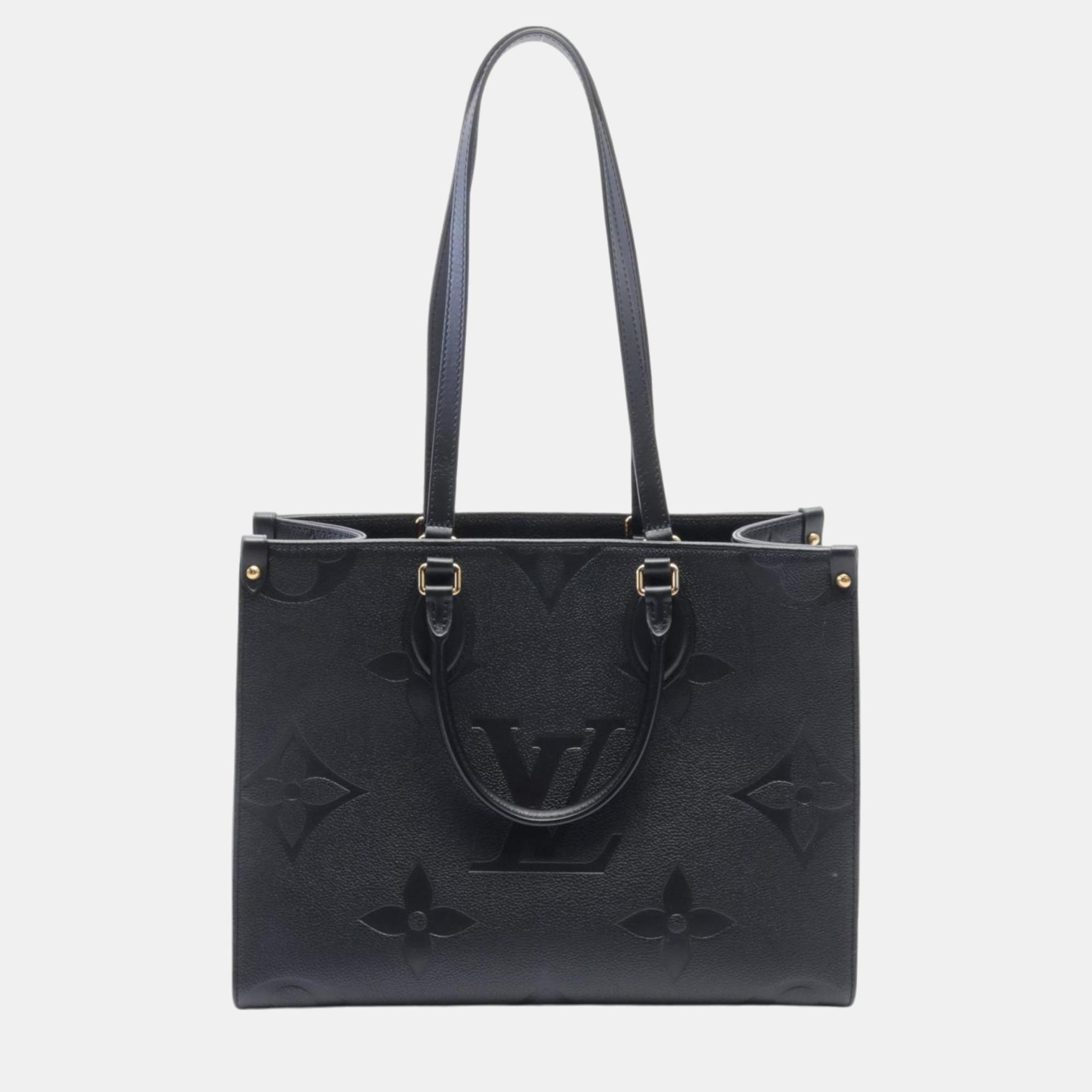 

Louis Vuitton On The Go Mm Leather Monogram Empreinte Black Tote Bag