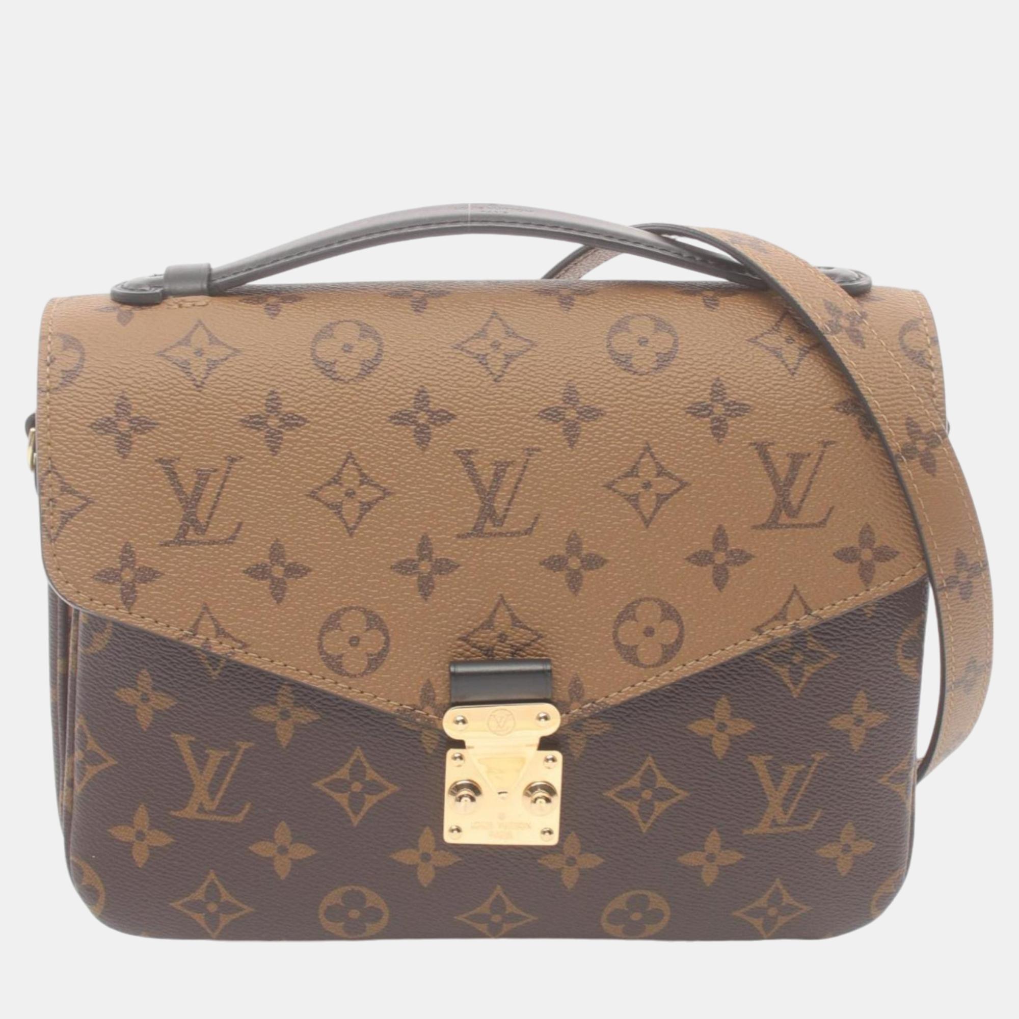 

Louis Vuitton Metis Mm Pochette Coated Canvas Leather Monogram Reverse Brown Black Handbag