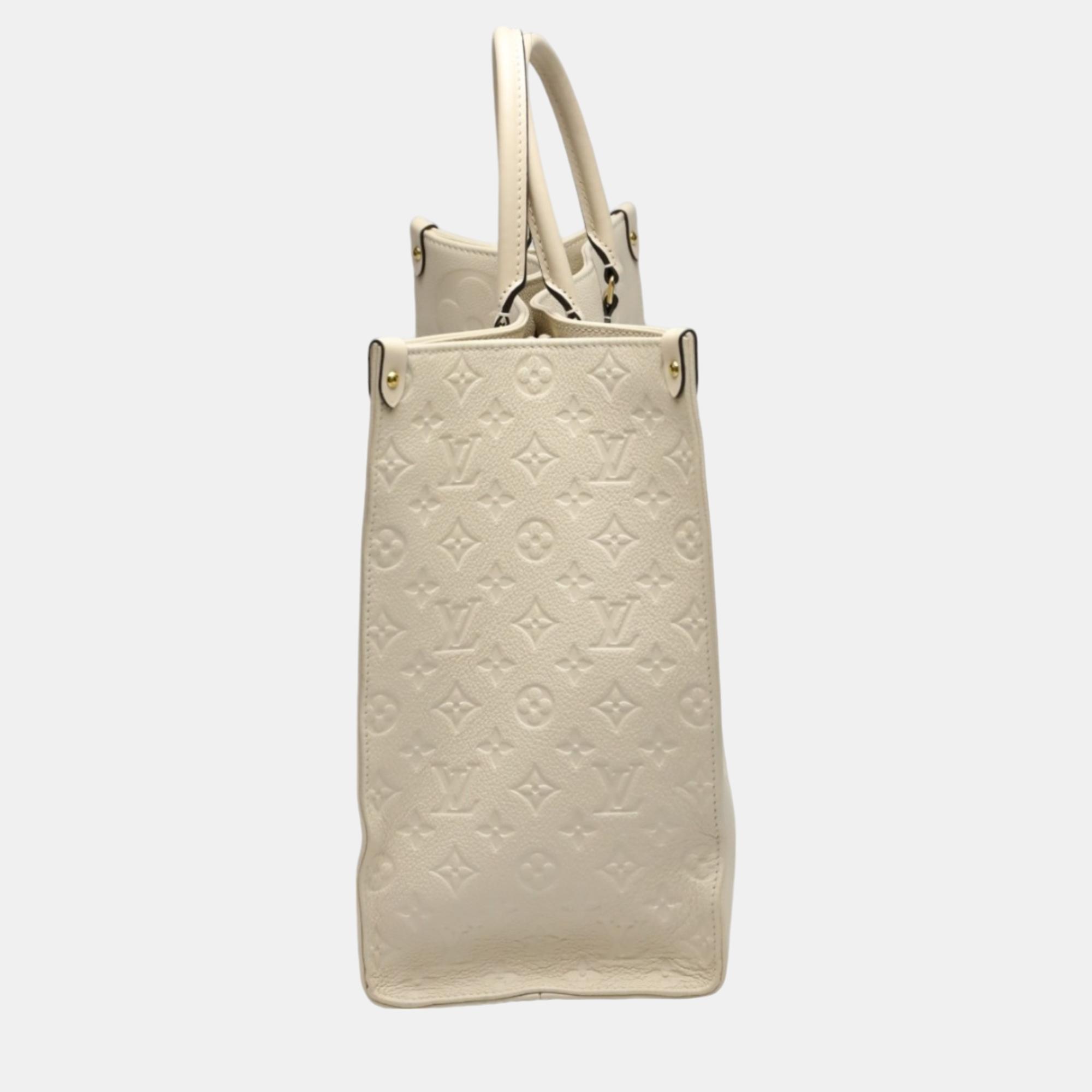 Louis Vuitton On The Go Gm Monogram Shoulder Empreinte Beige Tote Bag 