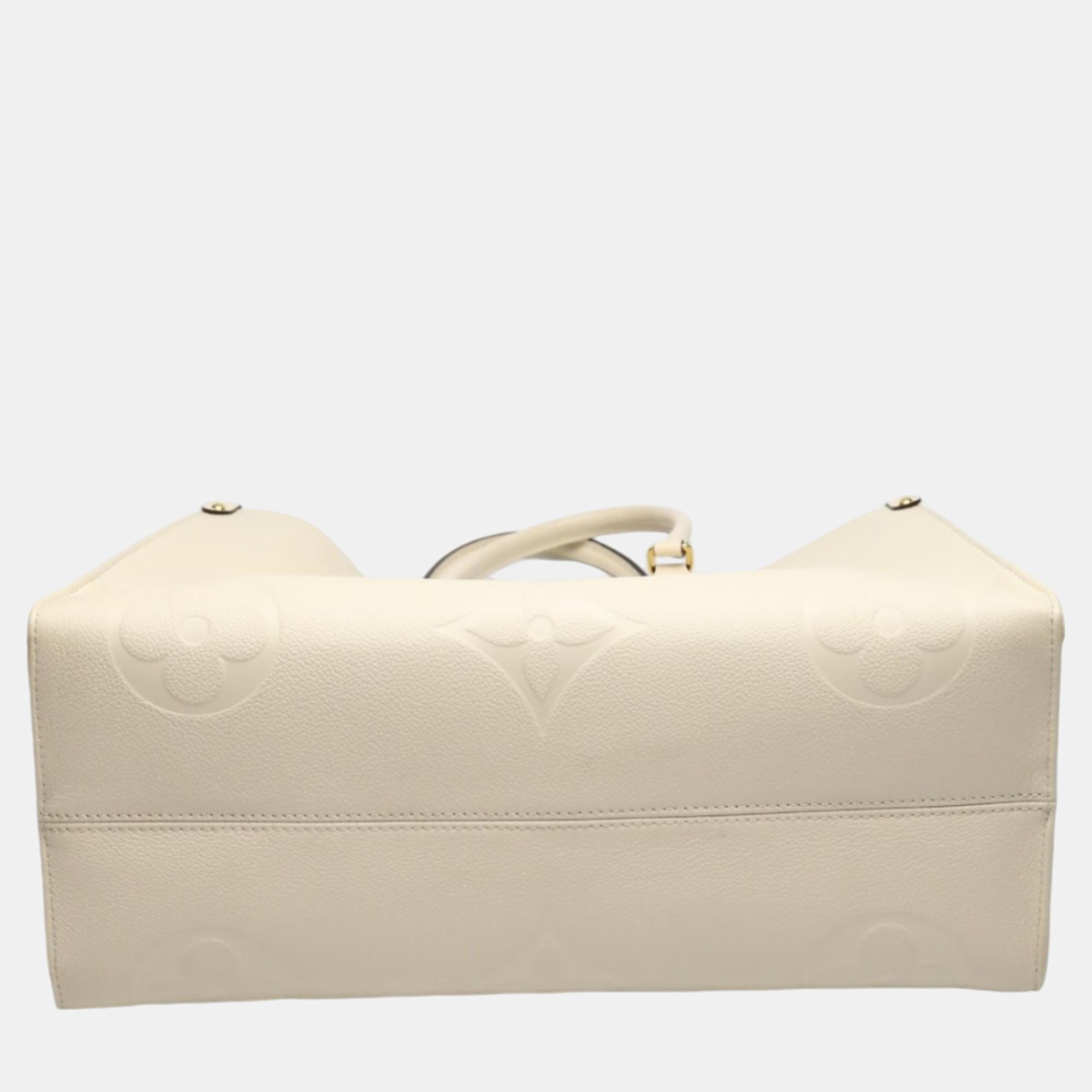 Louis Vuitton On The Go Gm Monogram Shoulder Empreinte Beige Tote Bag 