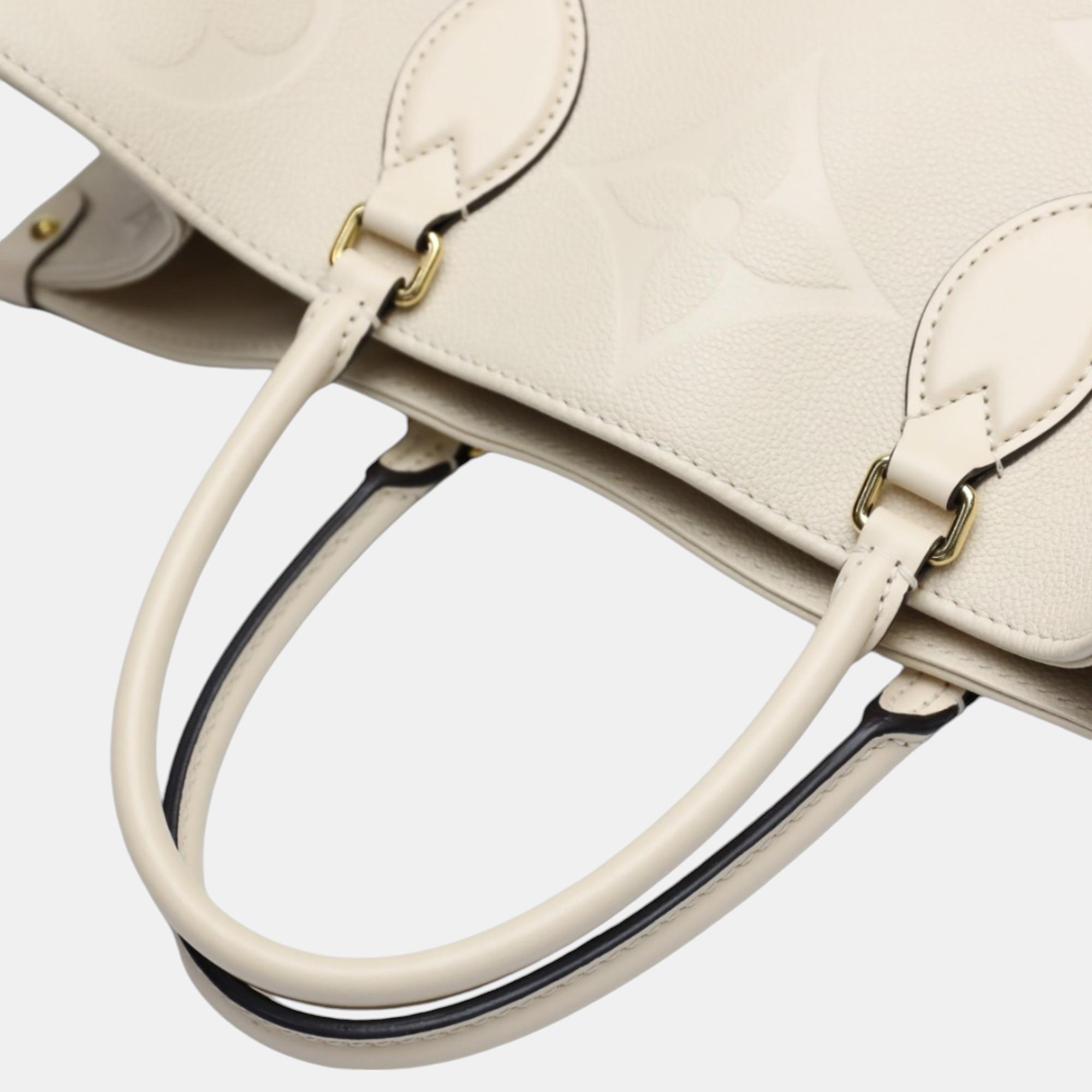 Louis Vuitton On The Go Gm Monogram Shoulder Empreinte Beige Tote Bag 