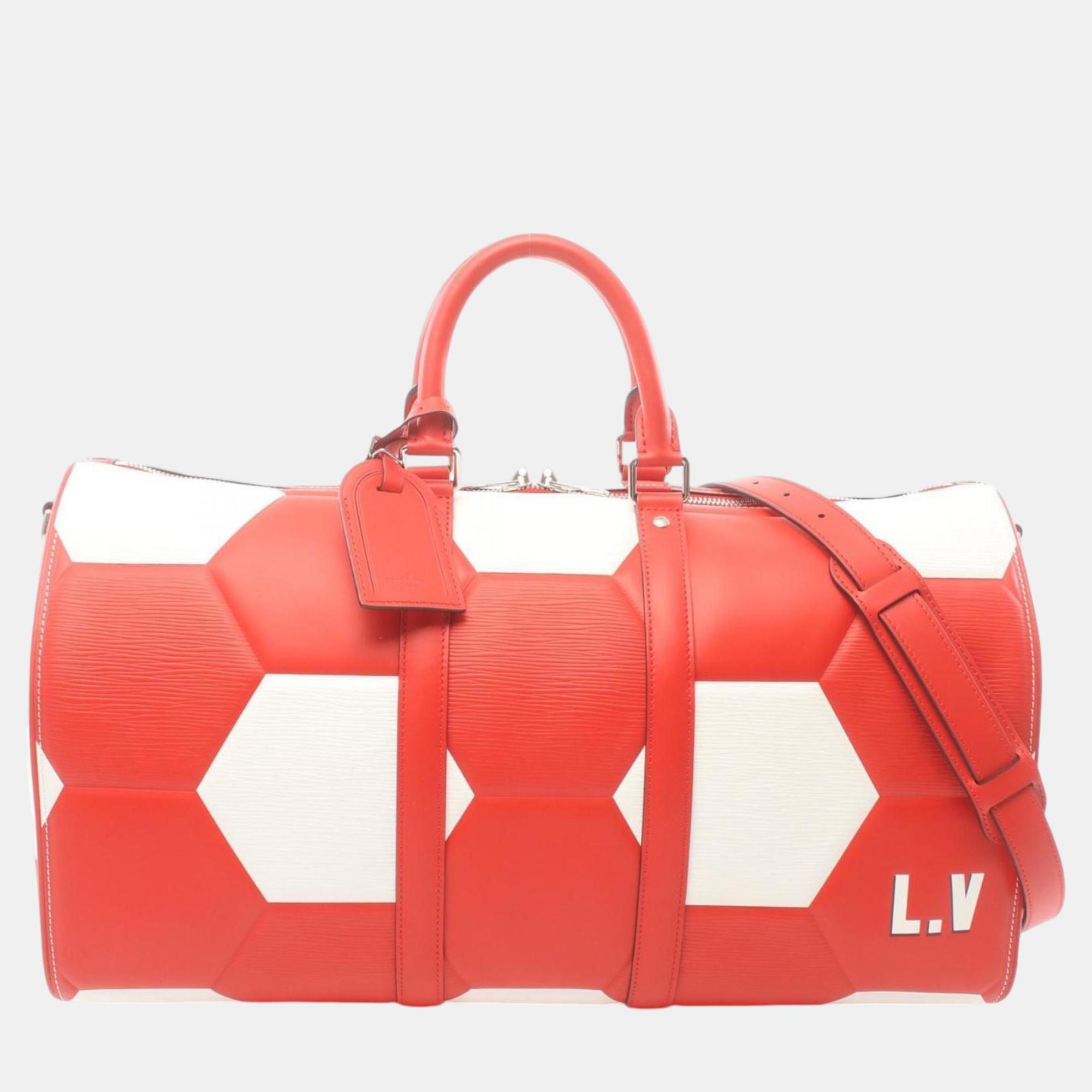 

Louis Vuitton Keepall Bandouliere 50 Epi Boston Leather Red White Bag