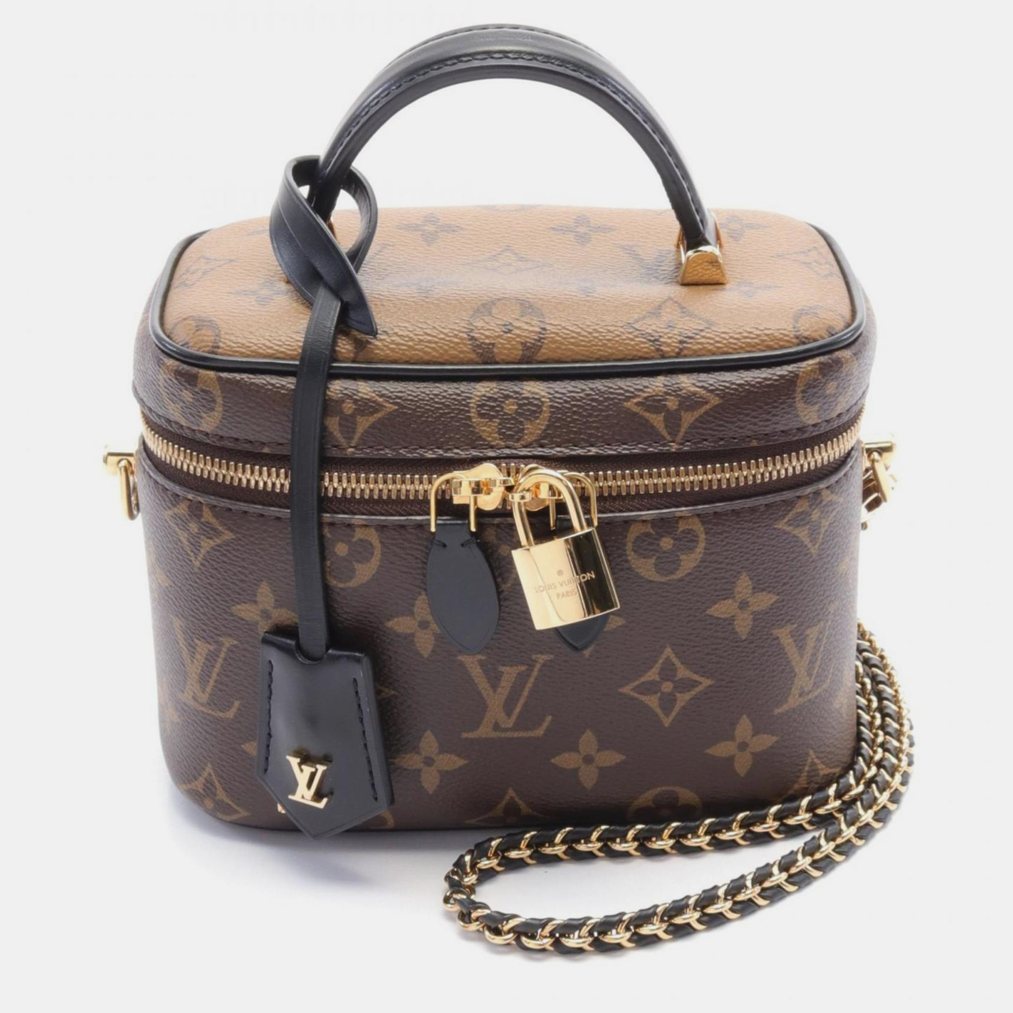 

Louis Vuitton Vanity Nv Pm Monogram Reverse Coated Canvas Leather Brown Black Handbag