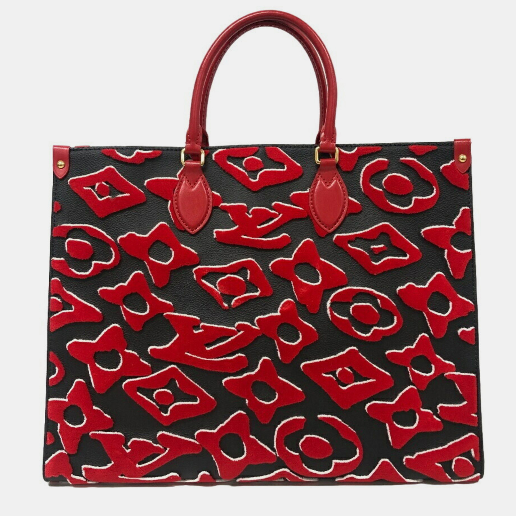 

Louis Vuitton Red On The Go Gm Taffeta Tote Bag, Black