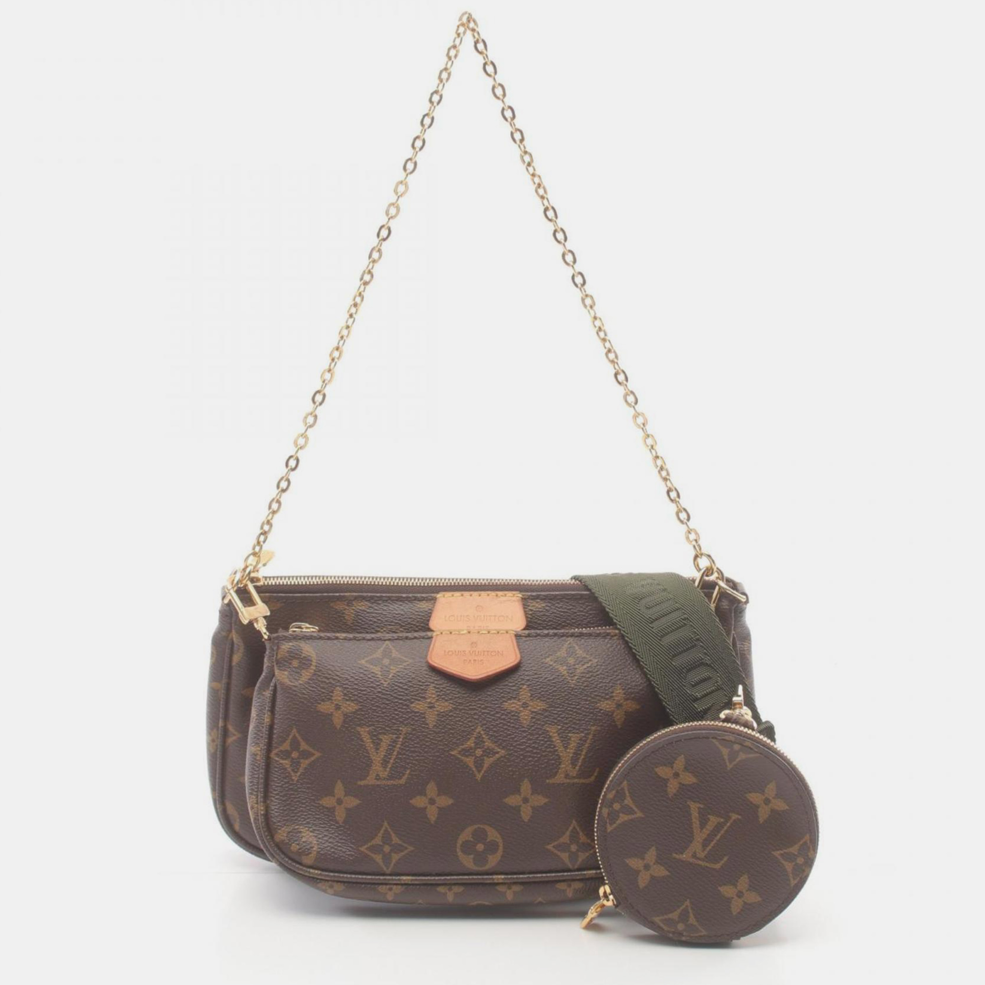 

Louis Vuitton Coated Canvas Monogram Brown Khaki Pochette Shoulder Bag