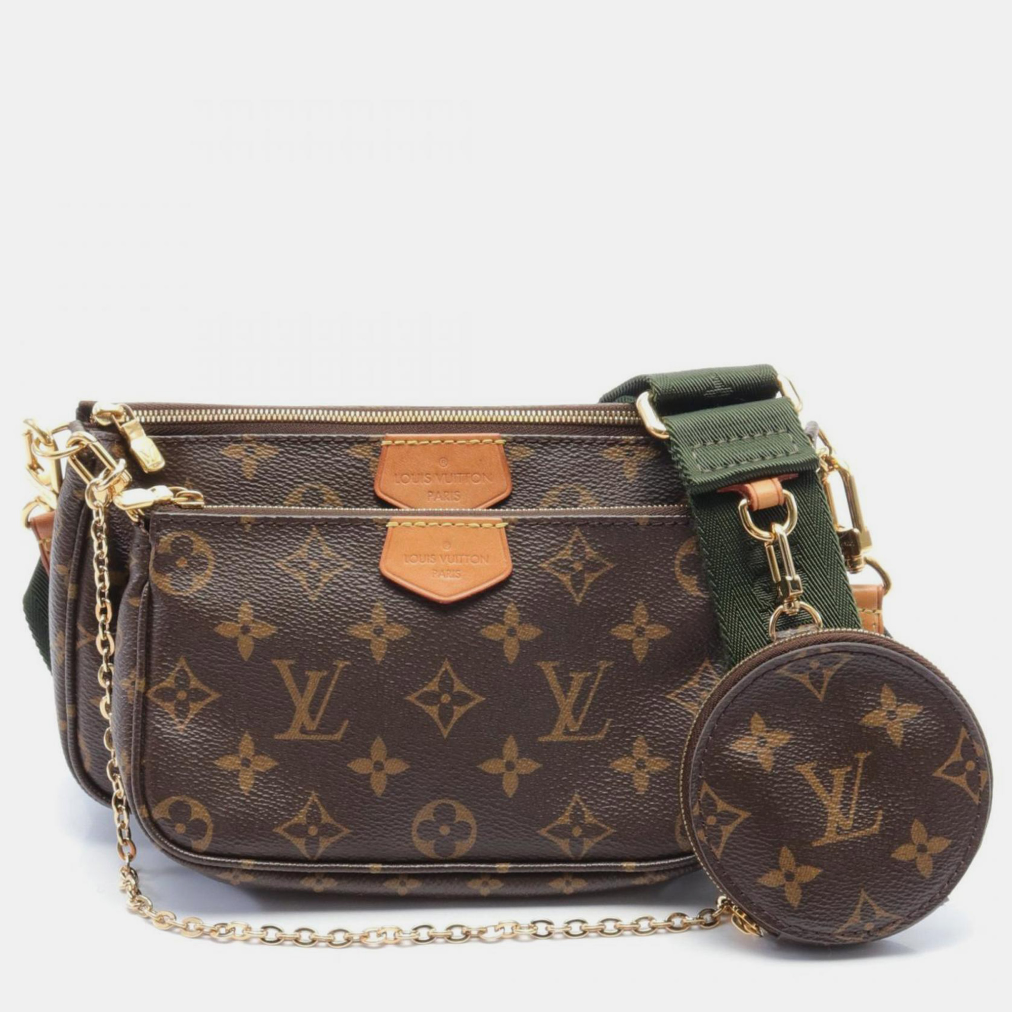 

Louis Vuitton Pochette Coated Canvas Monogram Brown Khaki Shoulder Bag