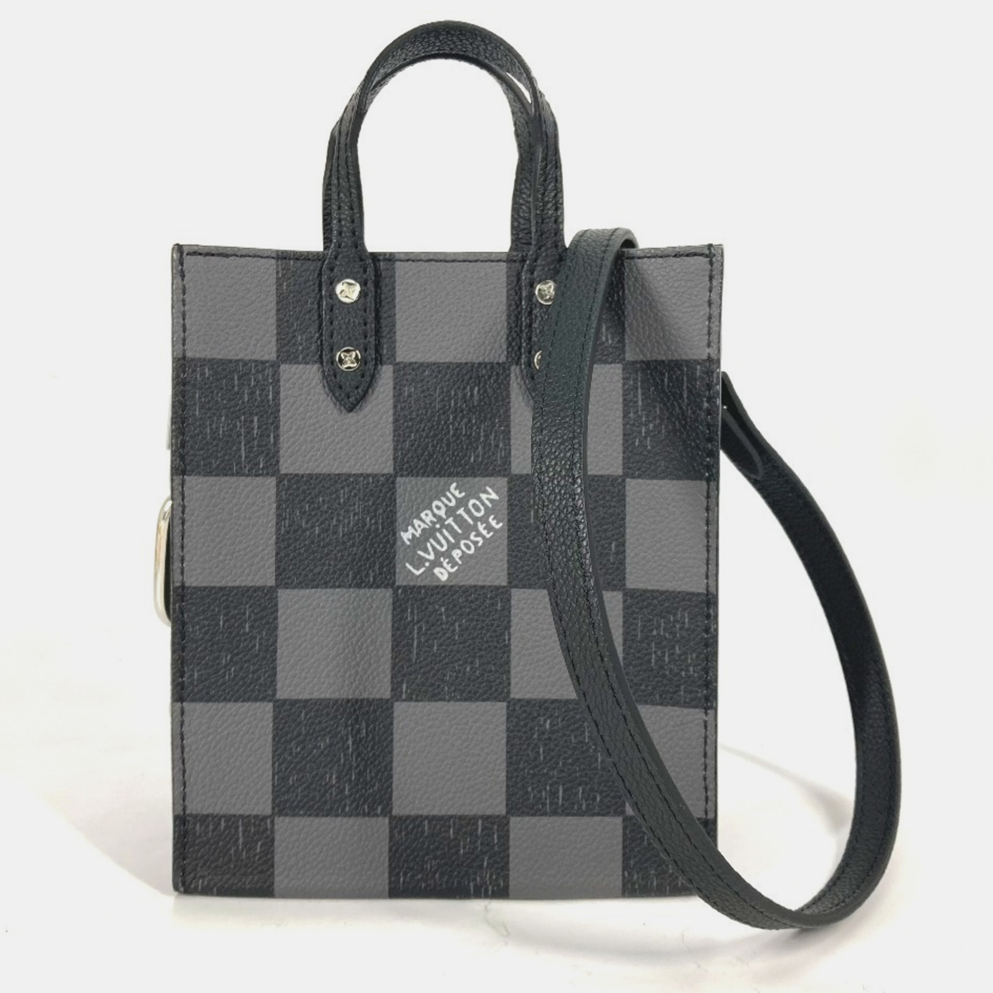 

Louis Vuitton Damier Checkerboard Sac Plat  Black Tote Bag