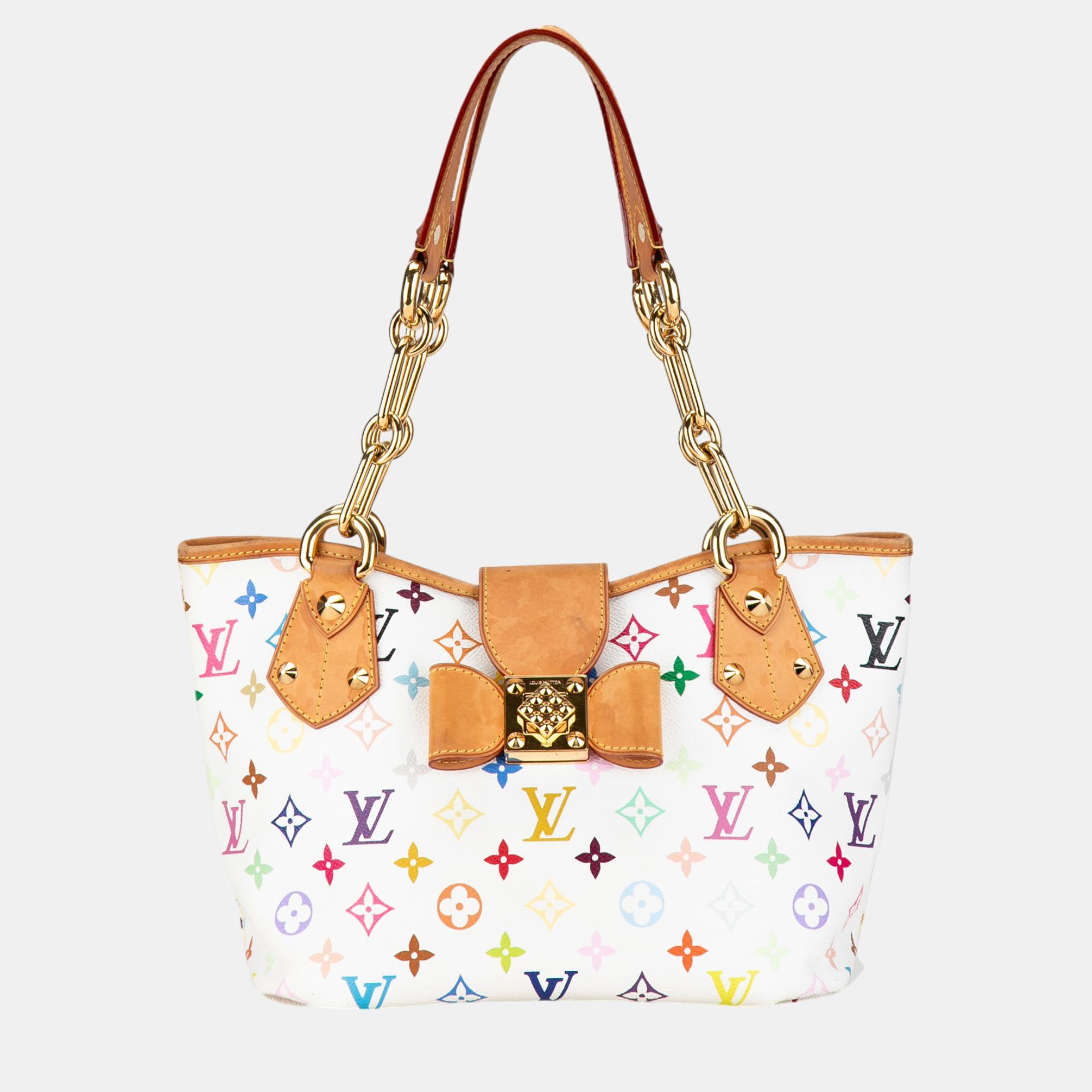 

Louis Vuitton White Monogram Multicolore Annie MM Bag