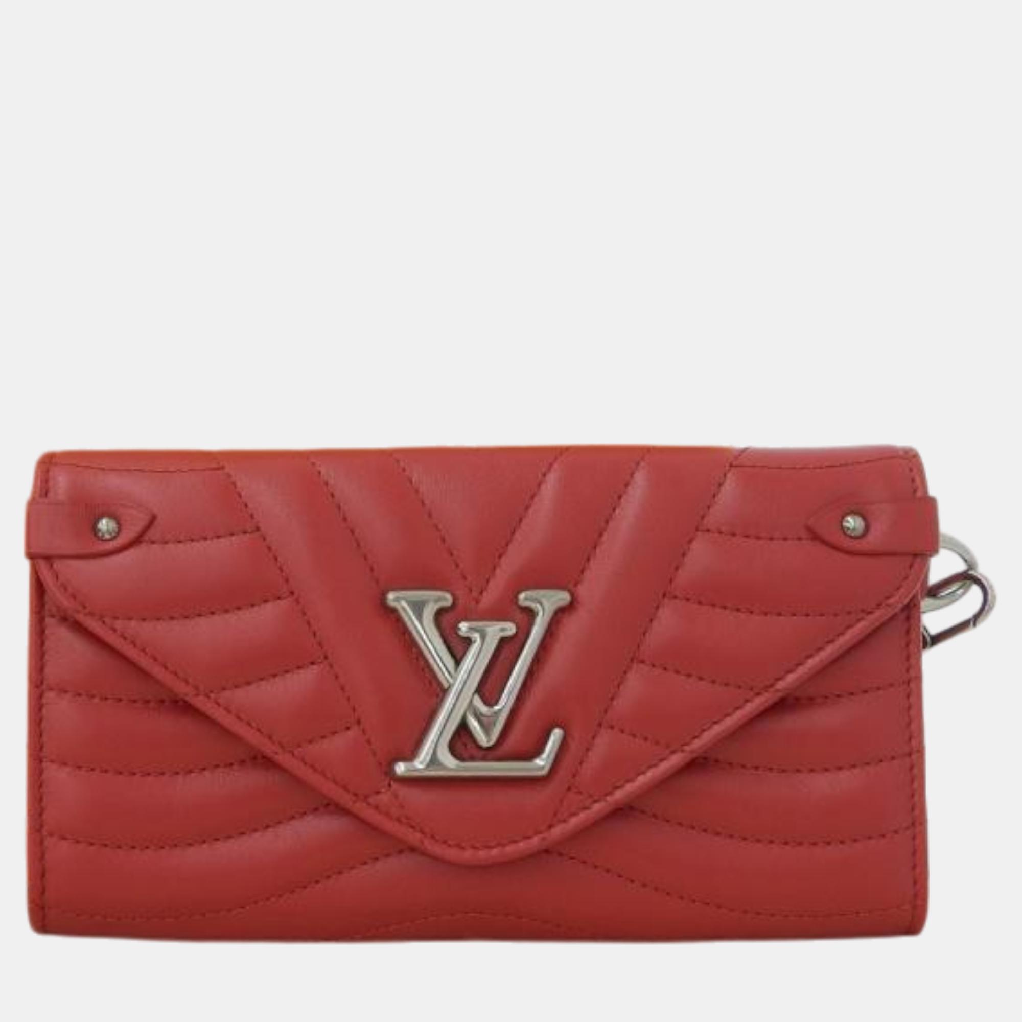 

New Wave LV Logo Long Wallet Pink Leather