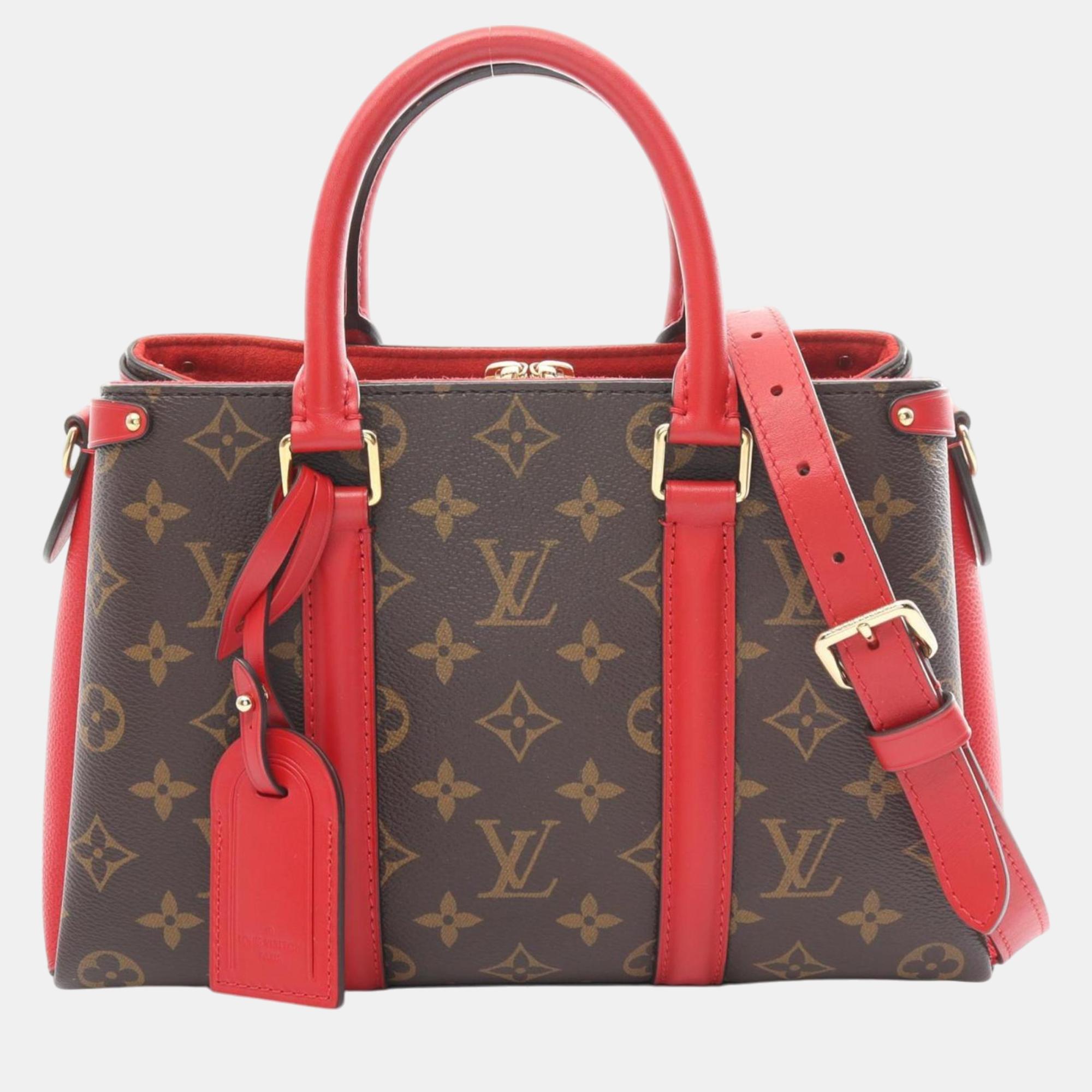 

Louis Vuitton Soufflot NV BB Coated Canvas Leather Monogram Brown Red Handbag