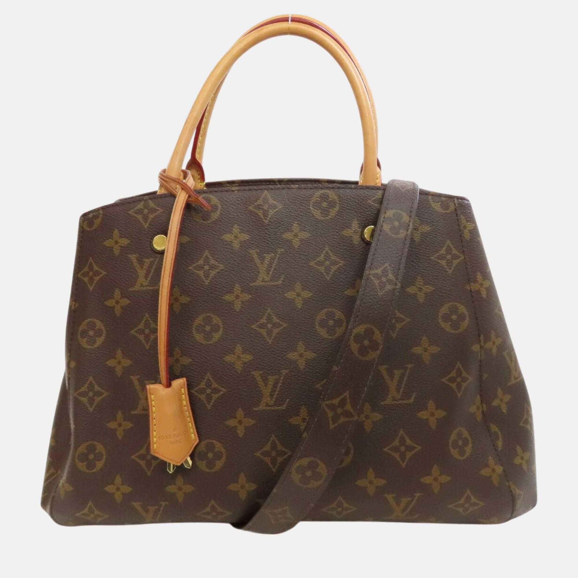 Pre-owned Louis Vuitton Monogram Canvas Montaigne Bb Tote Bag In Brown