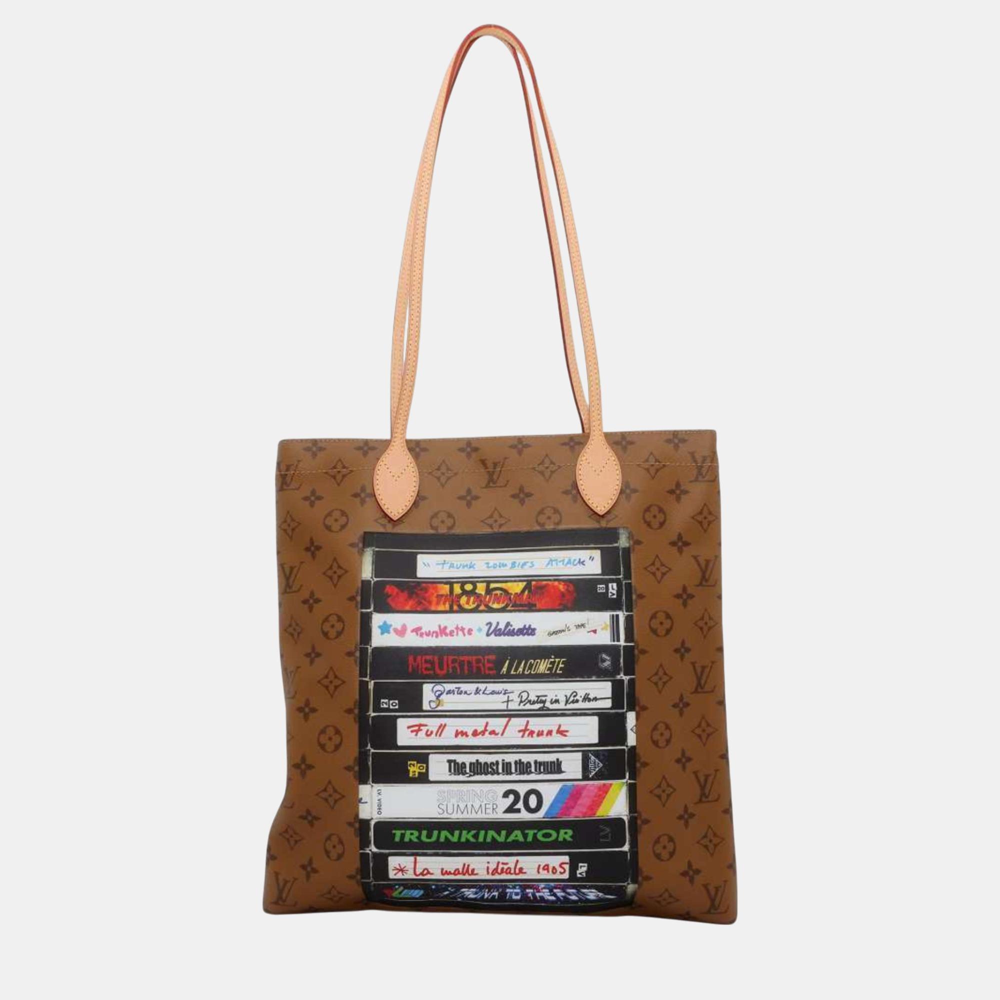 

Louis Vuitton Monogram Reverse Video Print Carry It Tote Bag, Brown