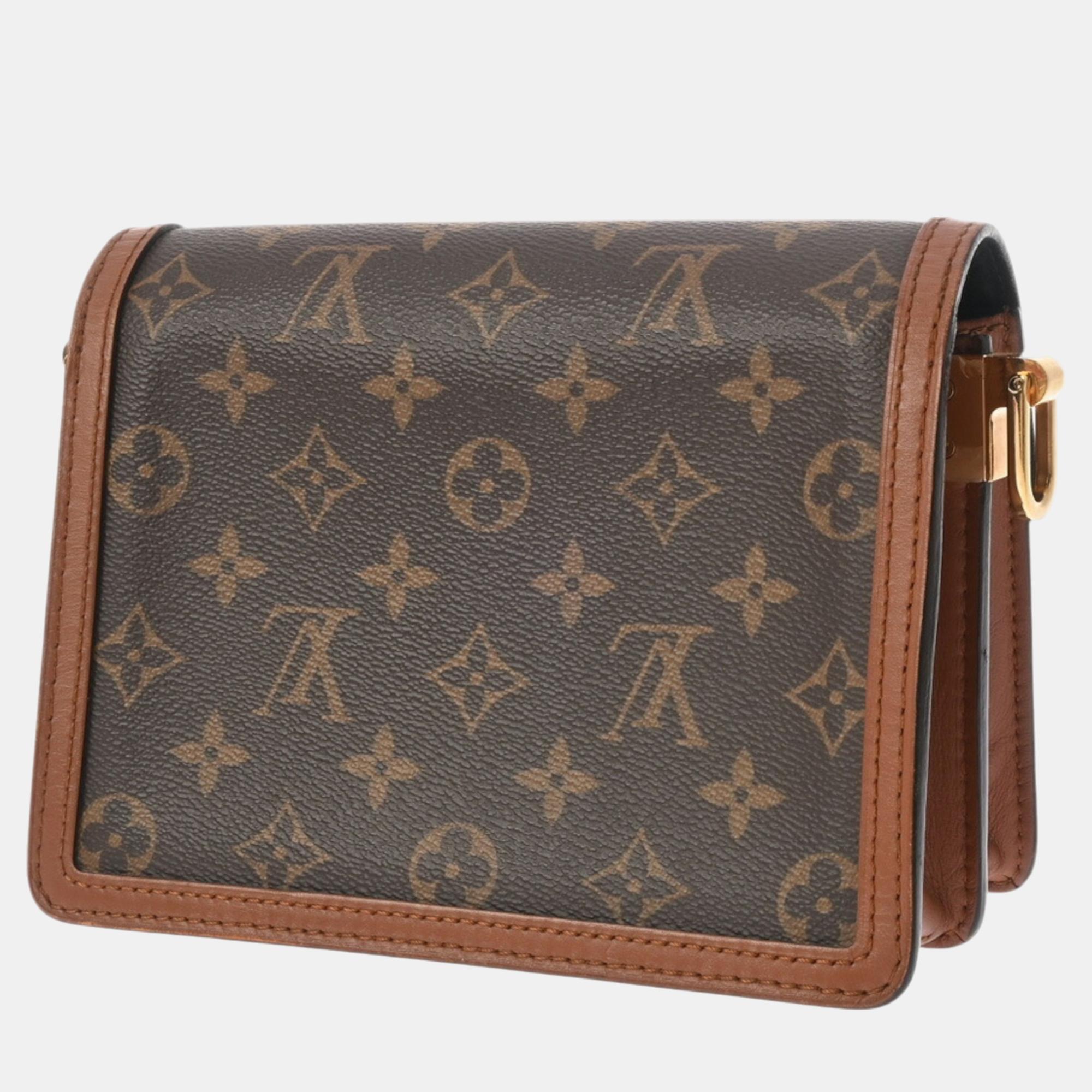 Louis Vuitton Brown Canvas Monogram Reverse Dauphine MINI Shoulder Bag 