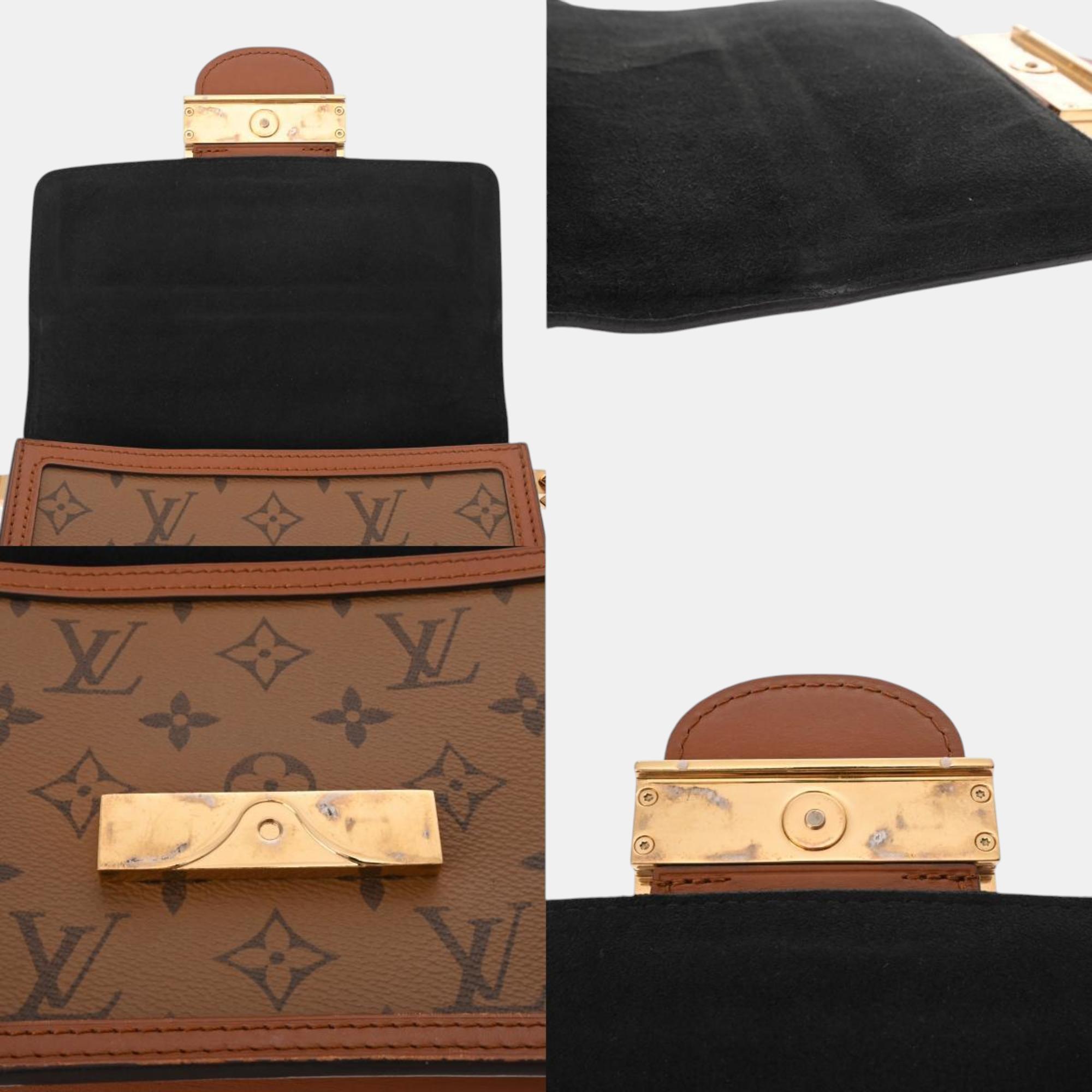 Louis Vuitton Brown Canvas Monogram Reverse Dauphine MINI Shoulder Bag 