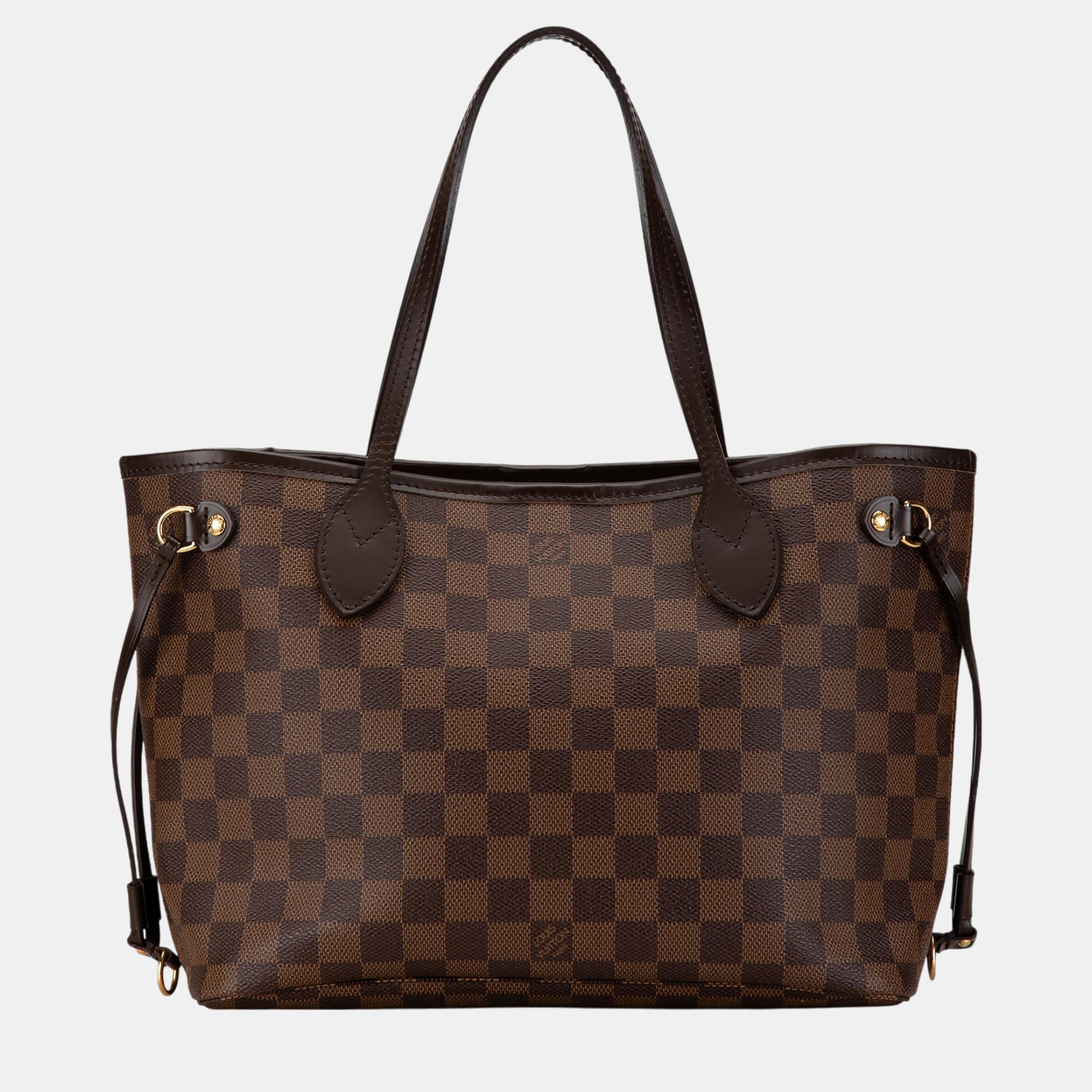 

Louis Vuitton Damier Ebene Neverfull PM Bag, Brown