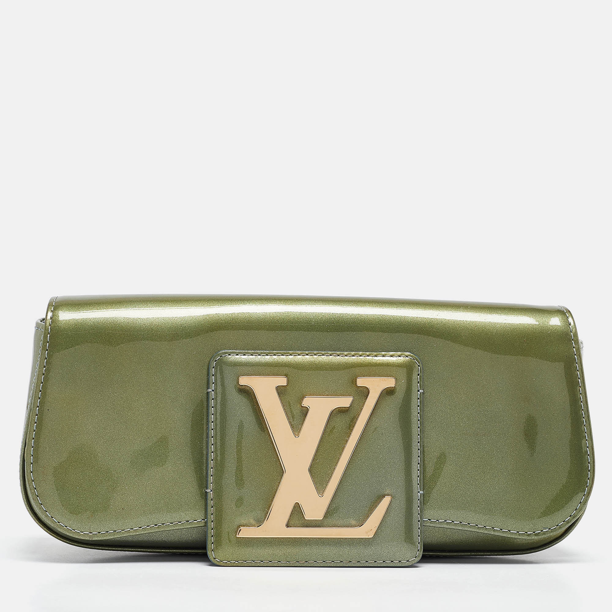 

Louis Vuitton Givre Vernis Sobe Clutch, Metallic