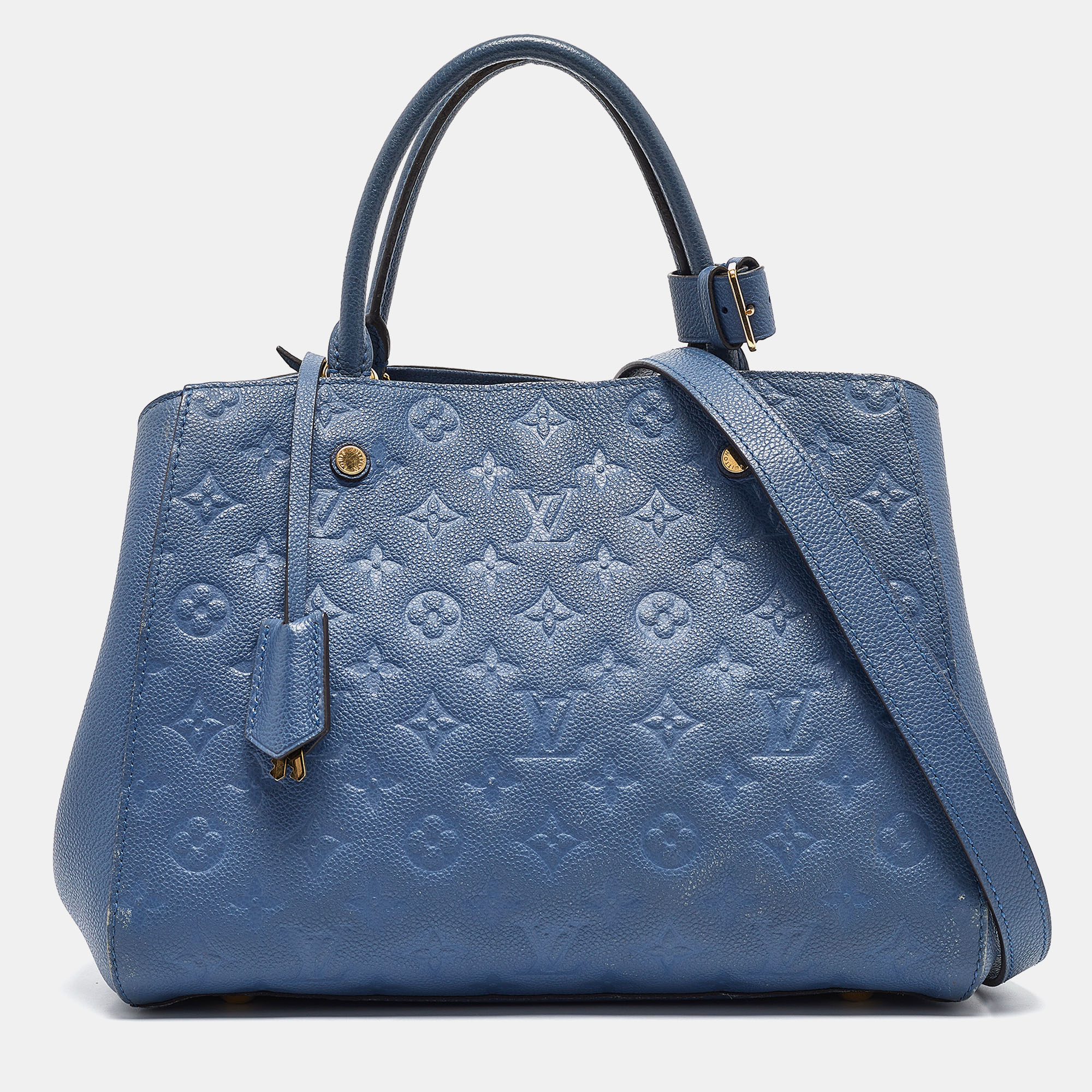 

Louis Vuitton Iris Monogram Empreinte Leather Montaigne MM Bag, Blue