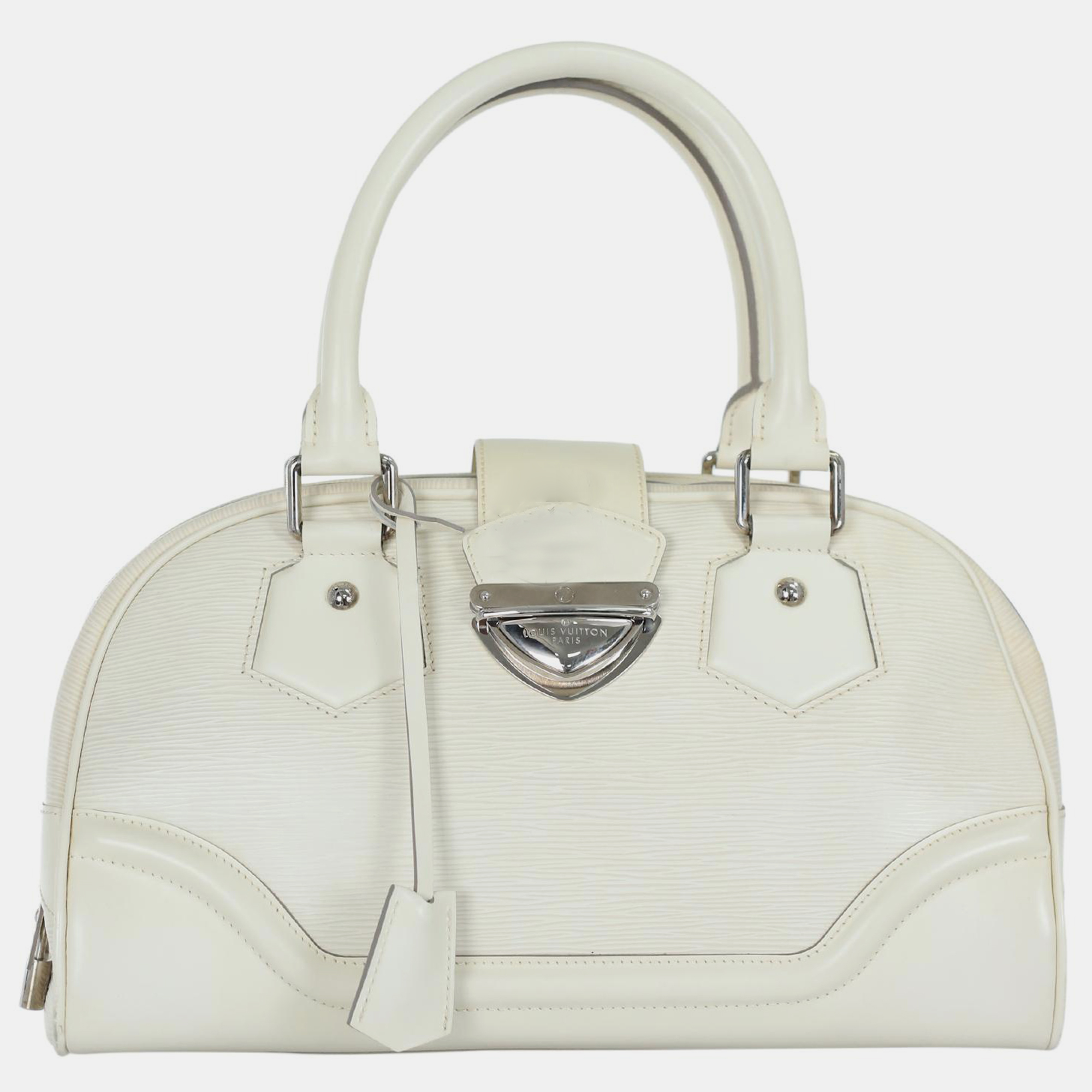 

Louis Vuitton Epi Leather Montaigne Bowling GM Bag, White