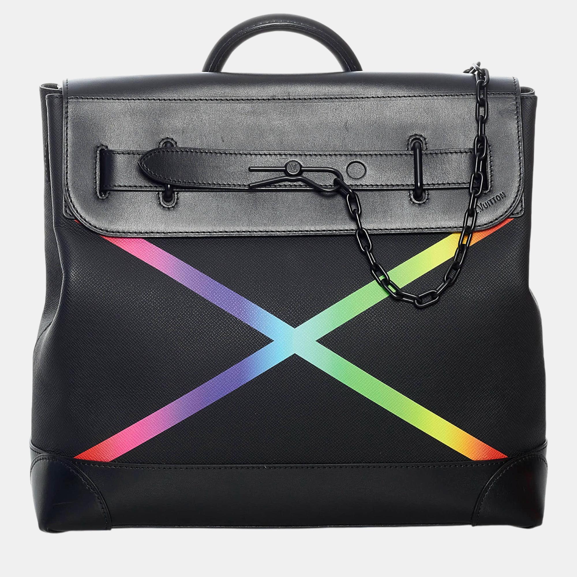 

Louis Vuitton Black Taiga Rainbow Steamer PM