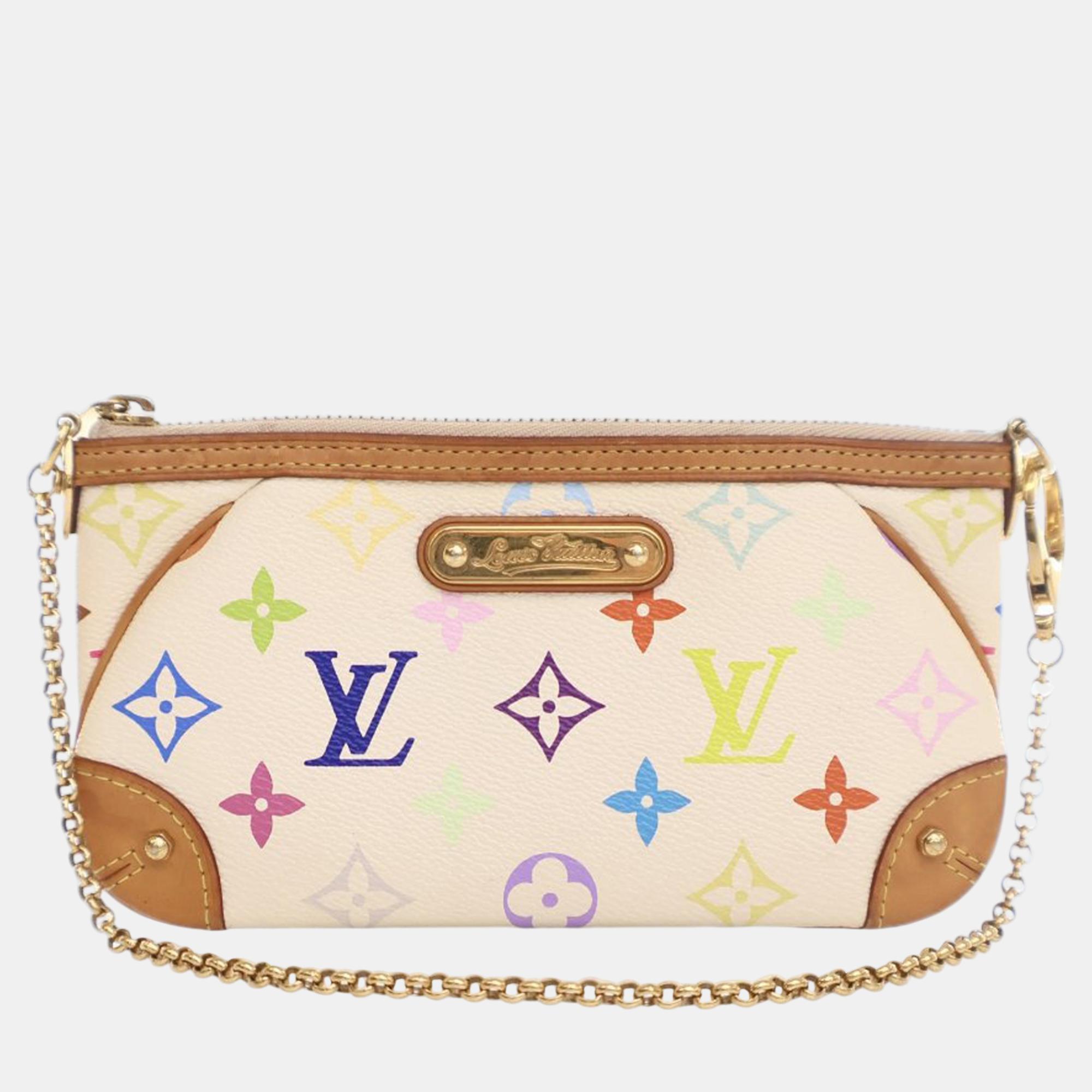 

Louis Vuitton White Monogram Multicolore Pochette Milla MM