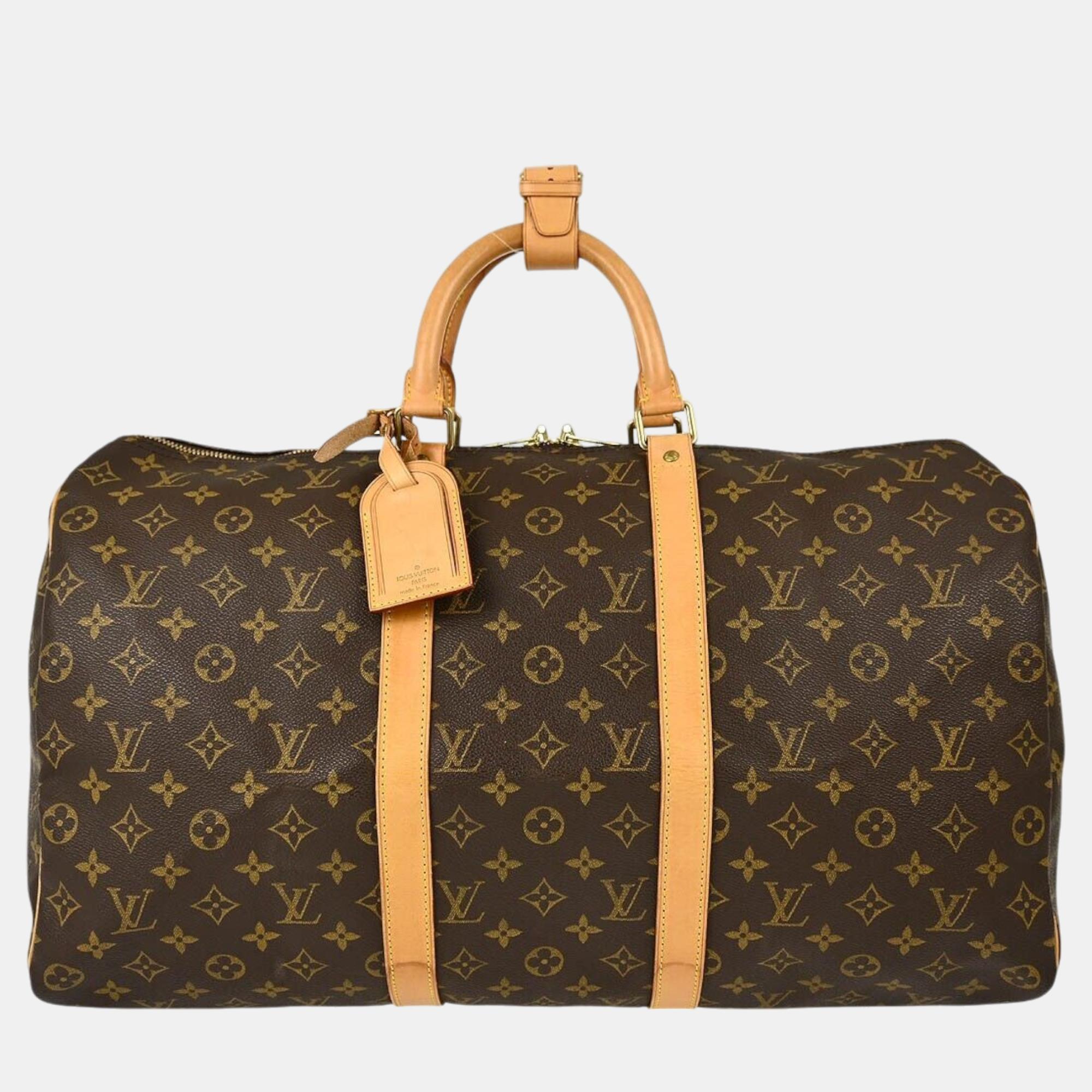 

Louis Vuitton Monogram Keepall 50 Duffle Travel Handbag, Brown