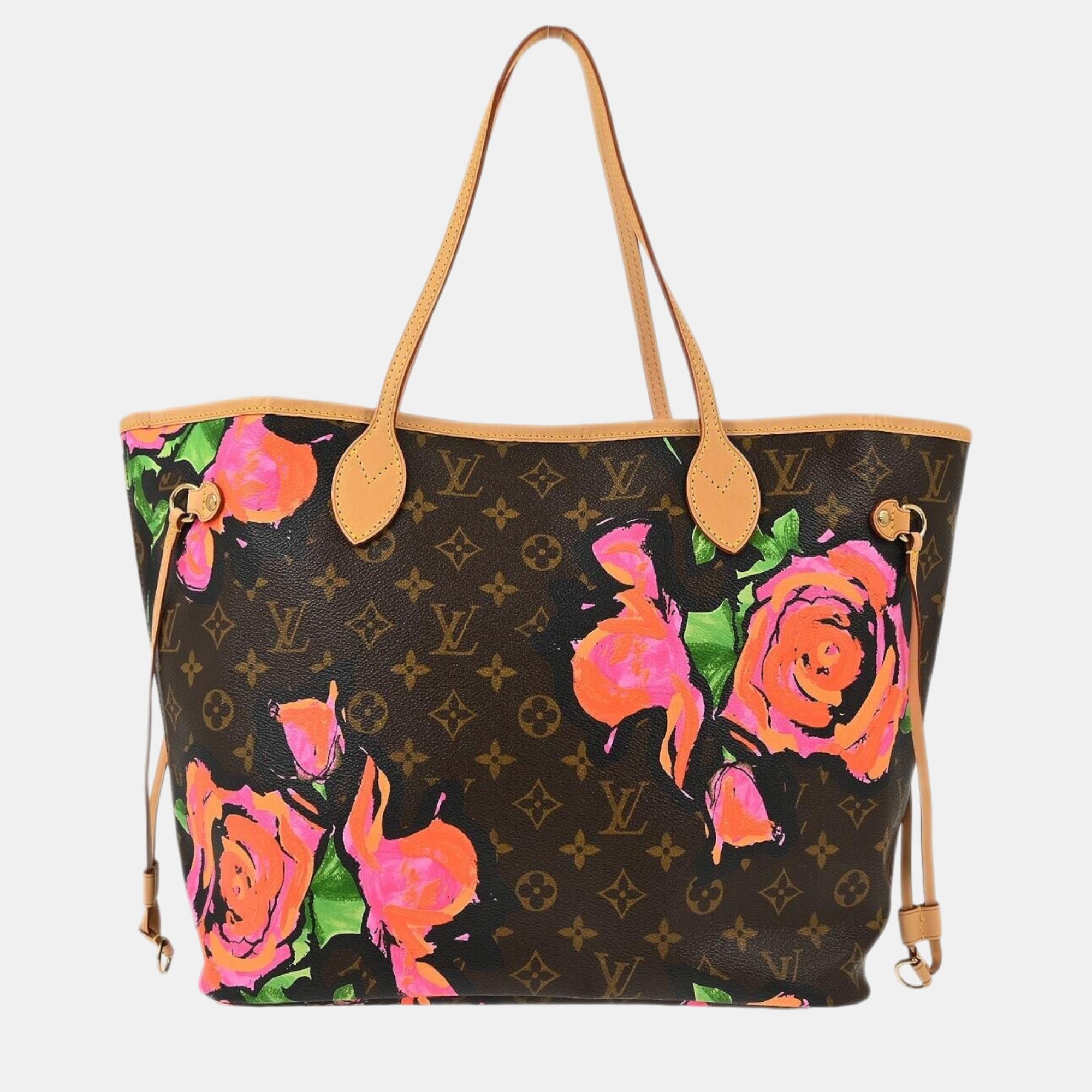 

Louis Vuitton Monogram Rose Neverfull MM Shoulder Tote Bag, Brown