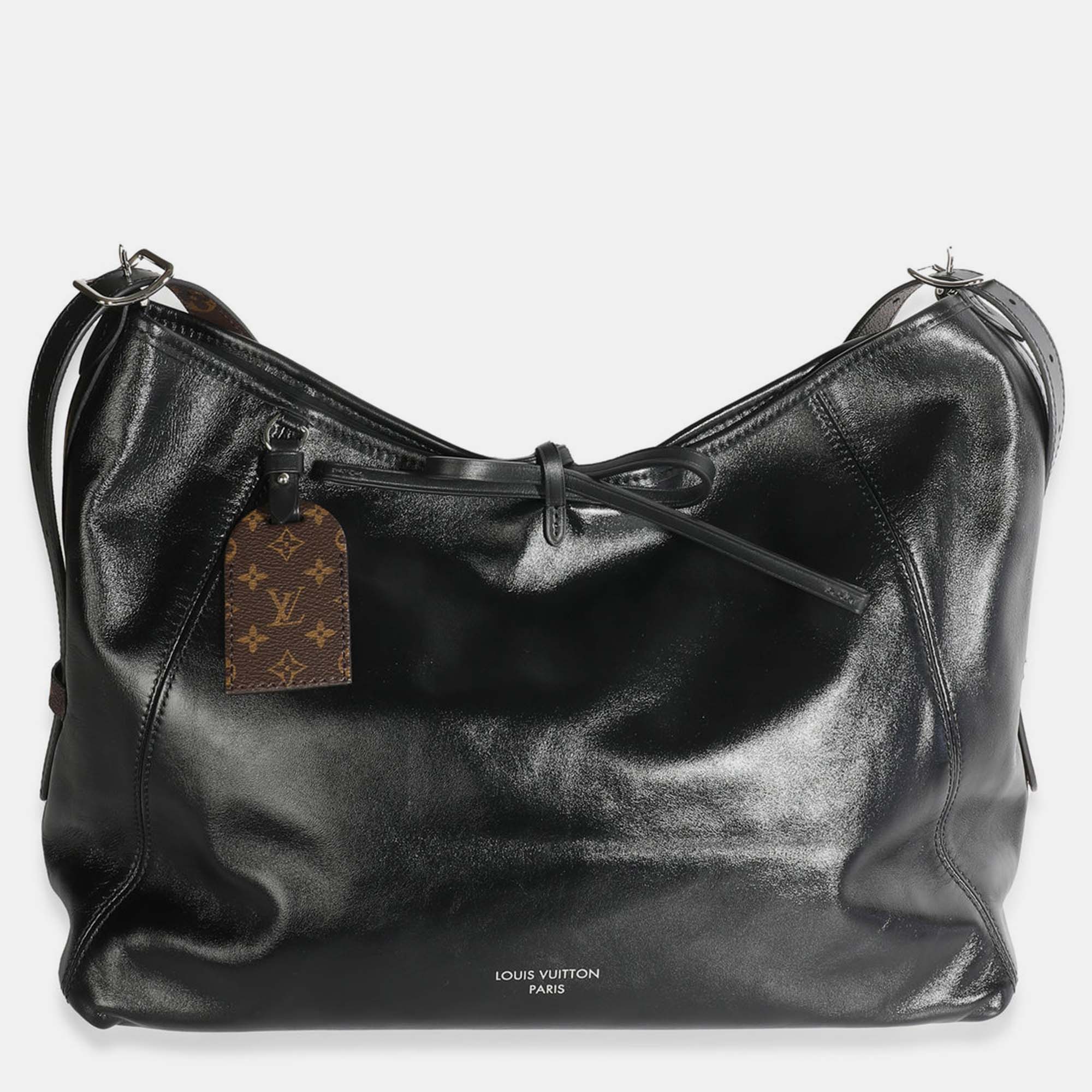 Pre-owned Louis Vuitton Black Lambskin Carryall Mm Bag