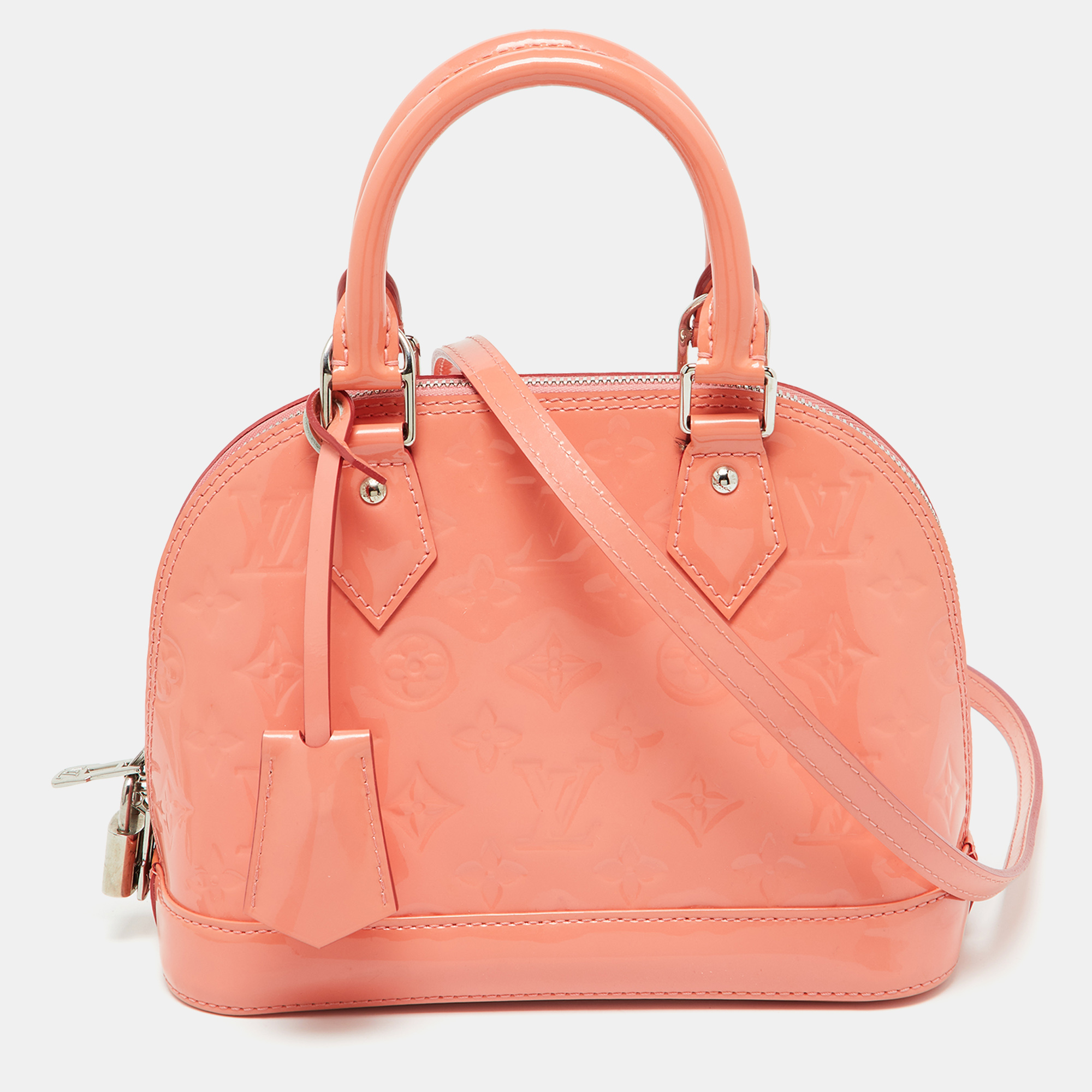 

Louis Vuitton Rose Litchi Monogram Vernis Alma BB Bag, Orange