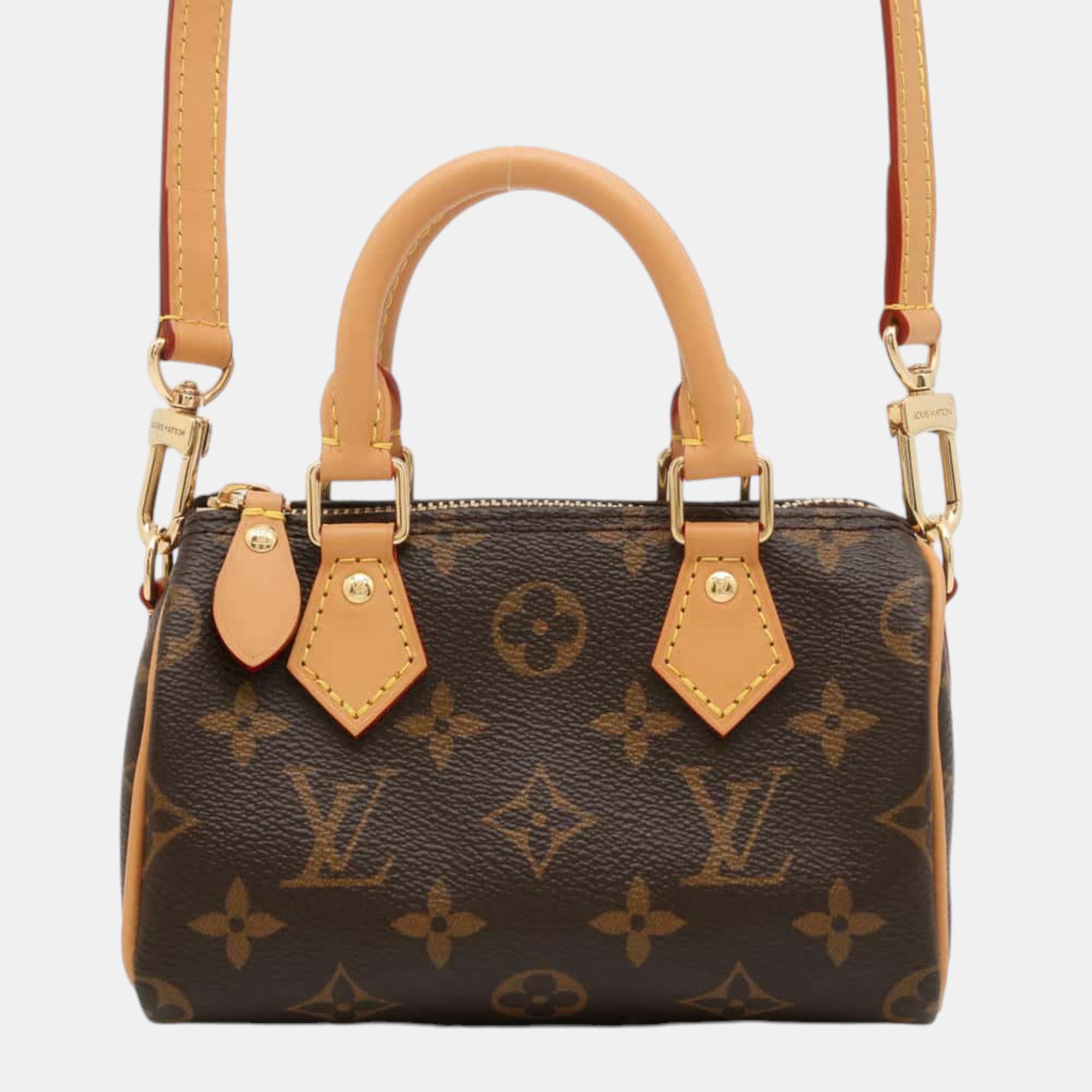 Pre-owned Louis Vuitton Nano Speedy Brown Monogram