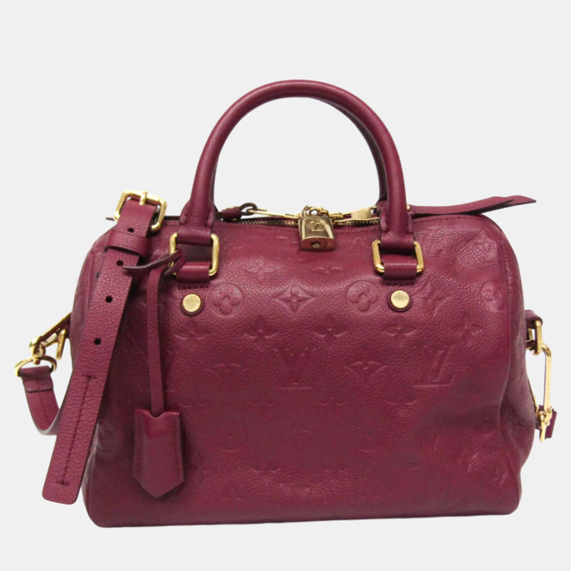 

Louis Vuitton Aurore Monogram Empreinte Speedy Bandouliere 25 Handbag, Burgundy