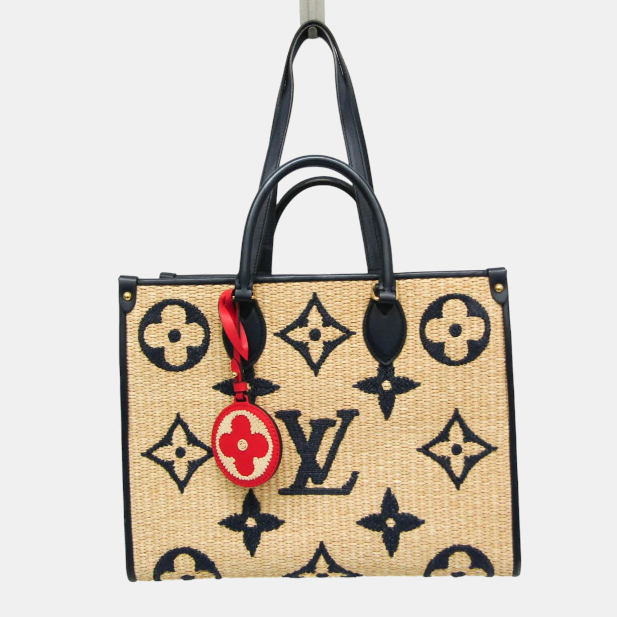 

Louis Vuitton Beige Navy On The Go MM Giant Monogram Handbag