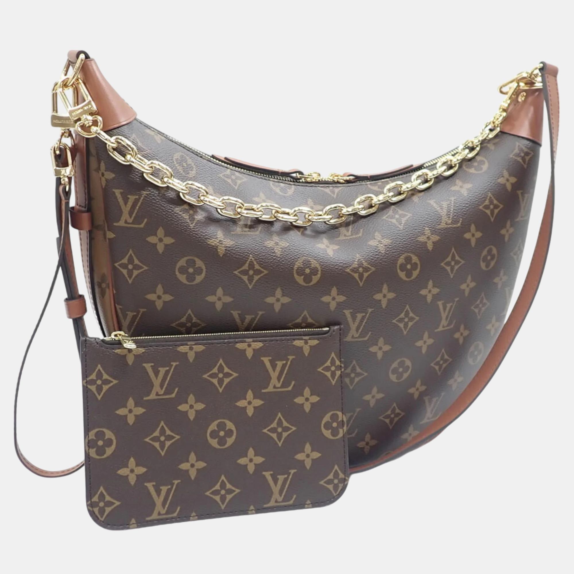 

Louis Vuitton Monogram Reverse Loop Hobo Chain Half Moon Shape Shoulder Bag, Brown