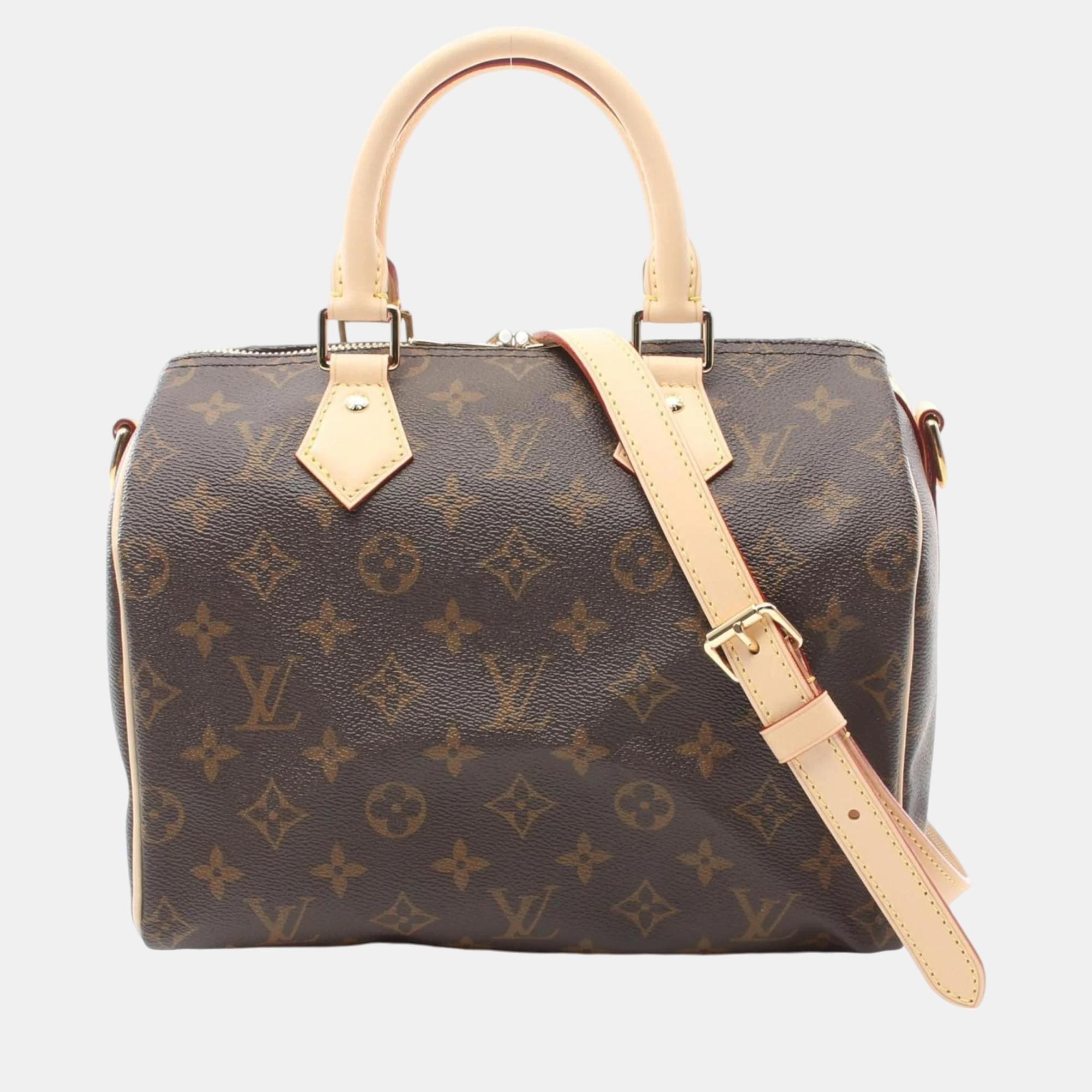 

Louis Vuitton Brown Coated Canvas Leather Speedy Bandouliere 25 Monogram Bag