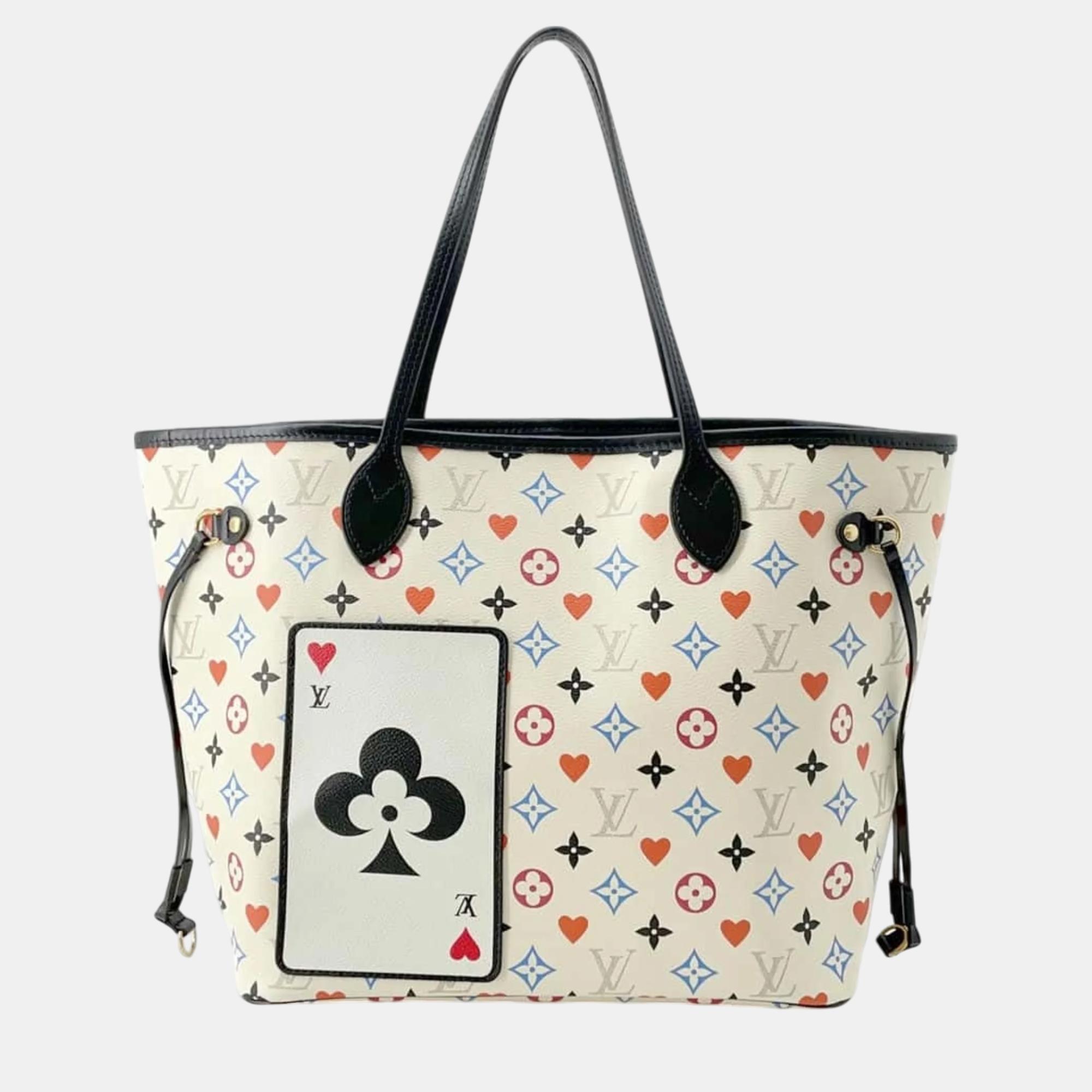 

Louis Vuitton White Monogram Game On Neverfull MM Tote Bag