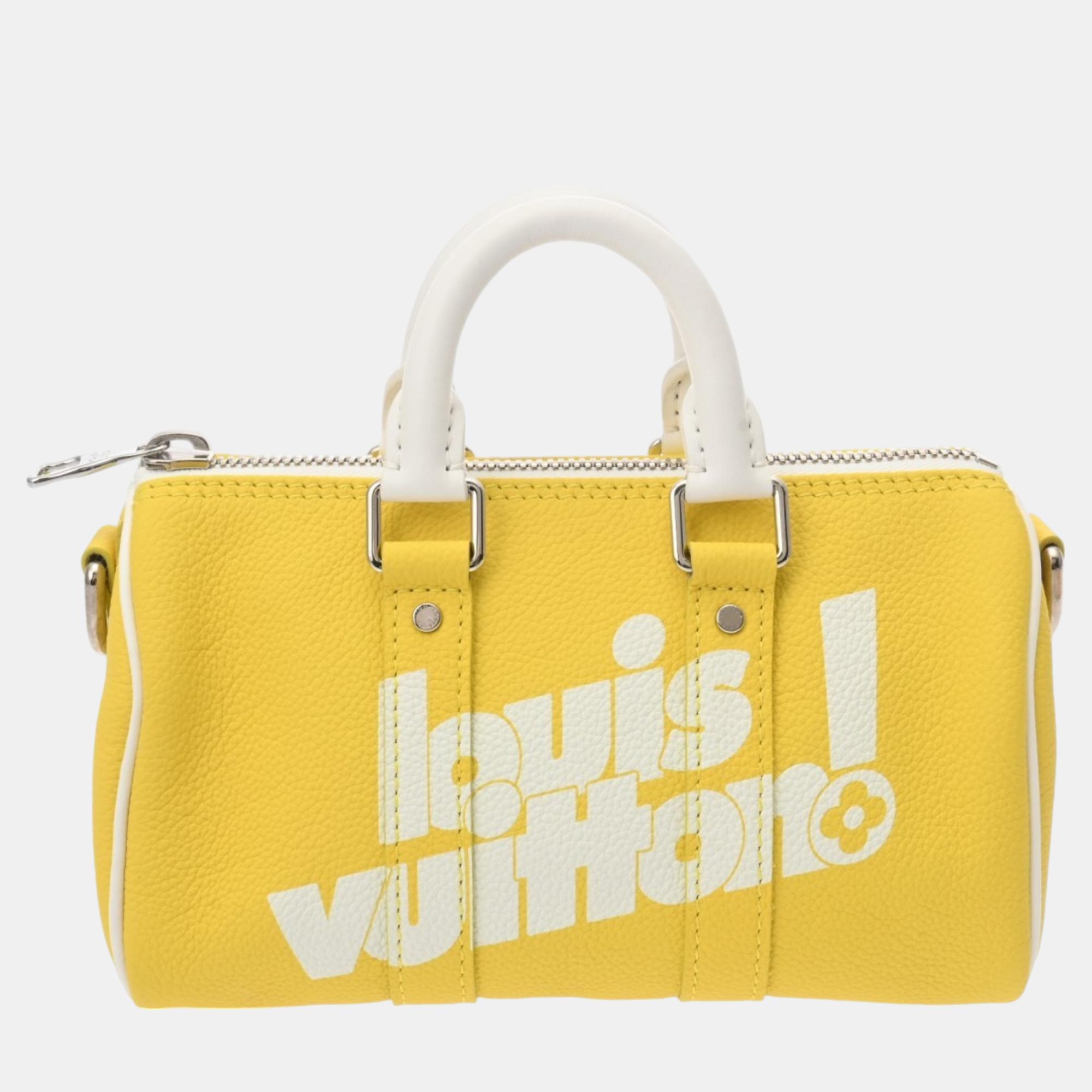 

Louis Vuitton Yellow/White Leather Everyday LV Keepall  Shoulder Bag