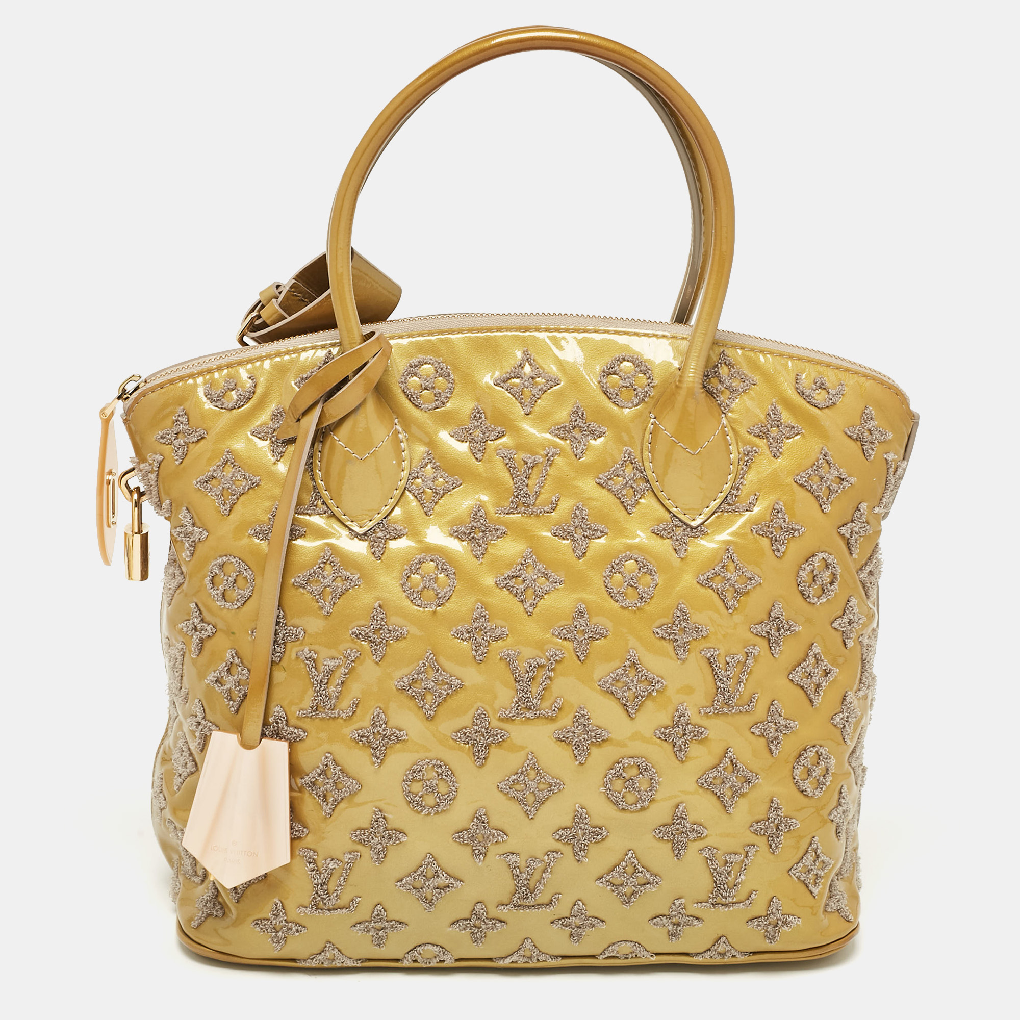 

Louis Vuitton Gris Monogram Patent Leather Limited Edition Fascination Lockit Bag, Green