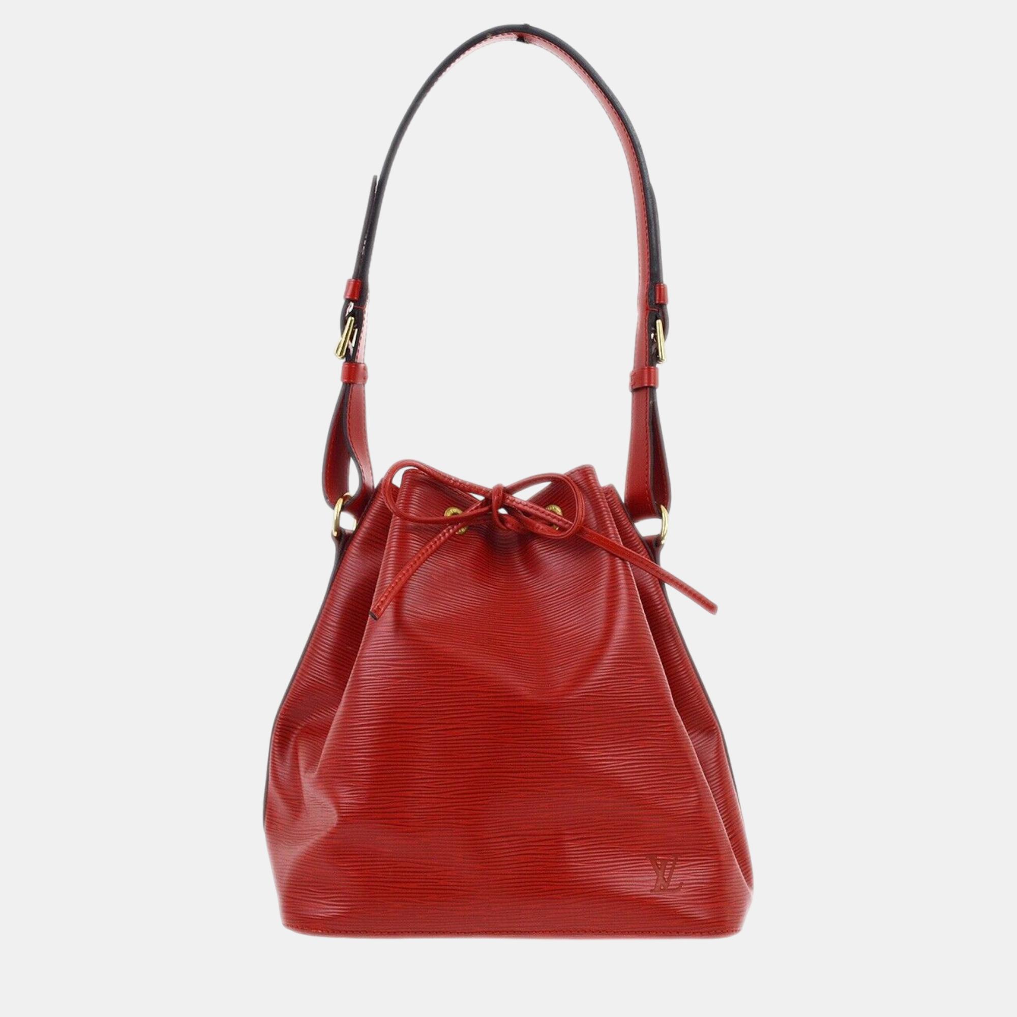 

Louis Vuitton Red Epi Petite Noe Bucket Shoulder Bag