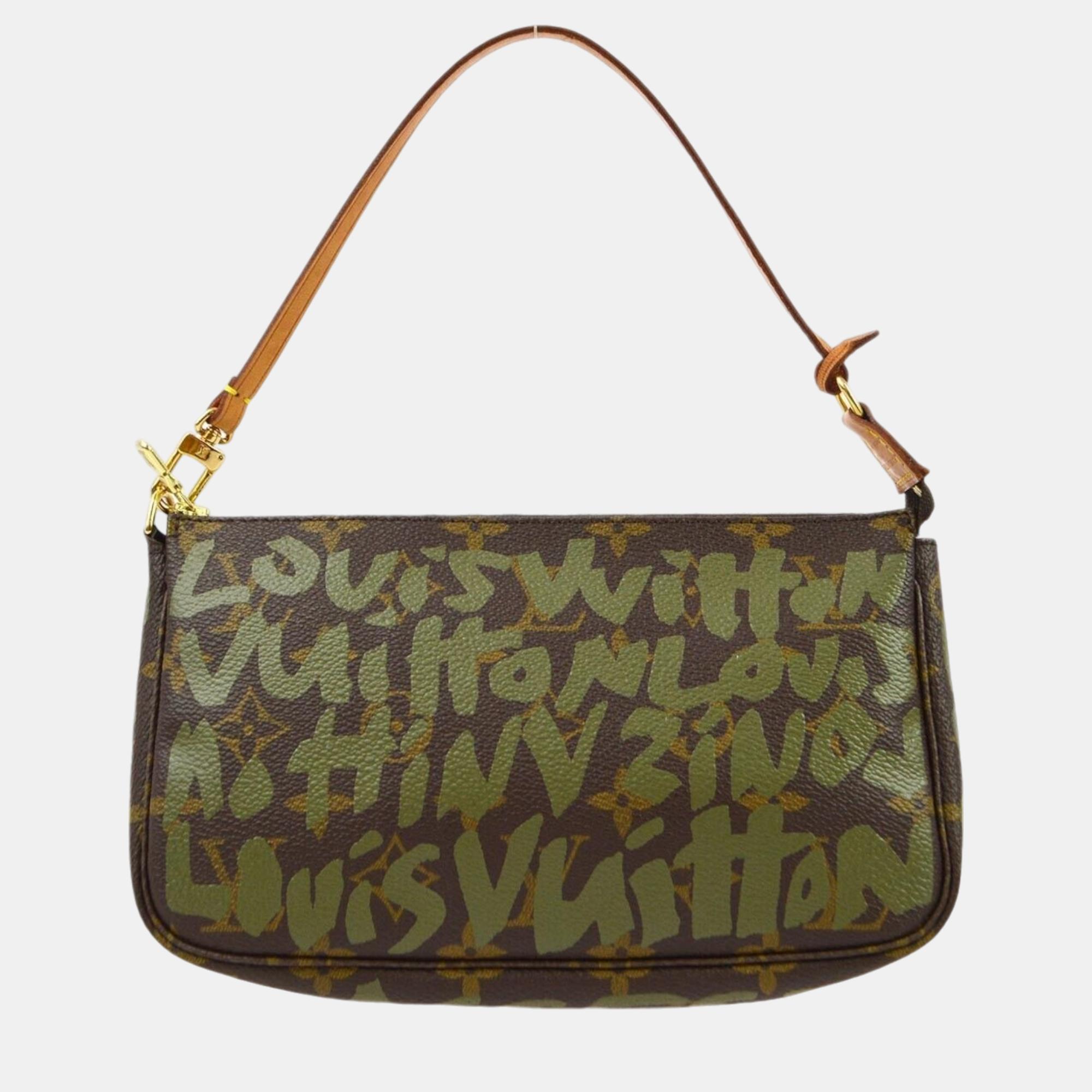 

Louis Vuitton khaki Graffiti Pochette Handbag, Brown