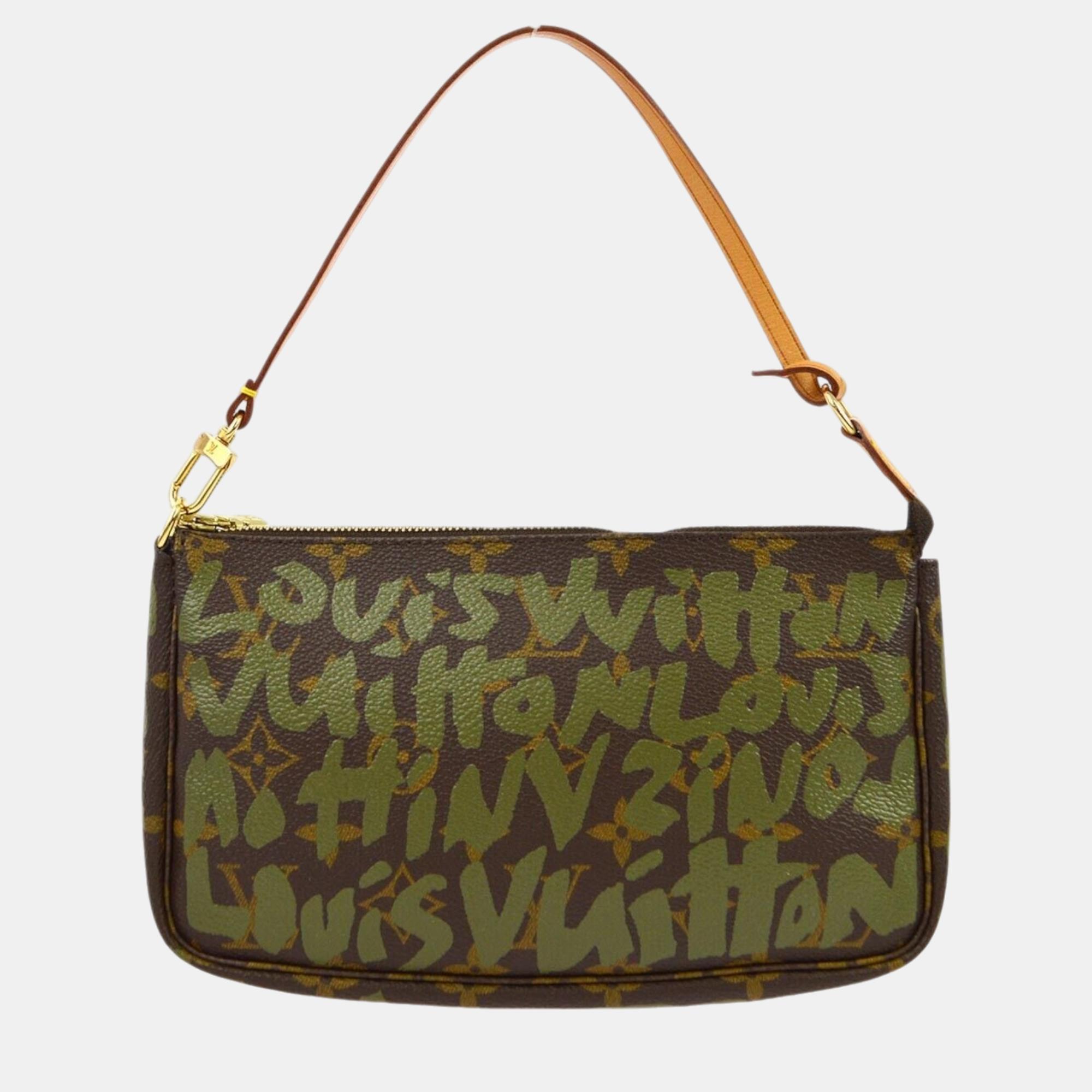 

Louis Vuitton khaki Graffiti Pochette Accessoires Handbag, Brown